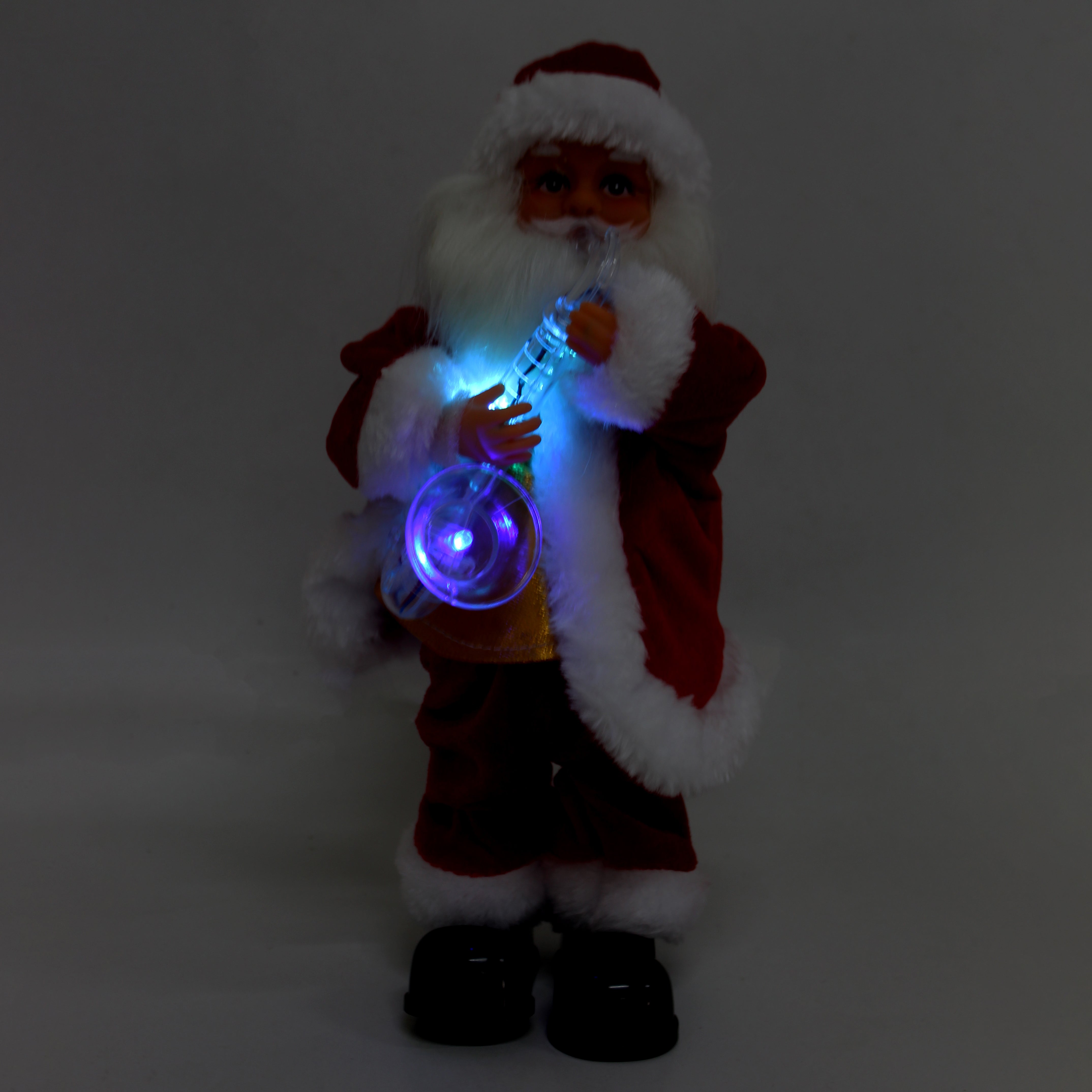 Christmas Toy Musical Moving Santa With Saxophone & Light 12inch 1pc Box IB