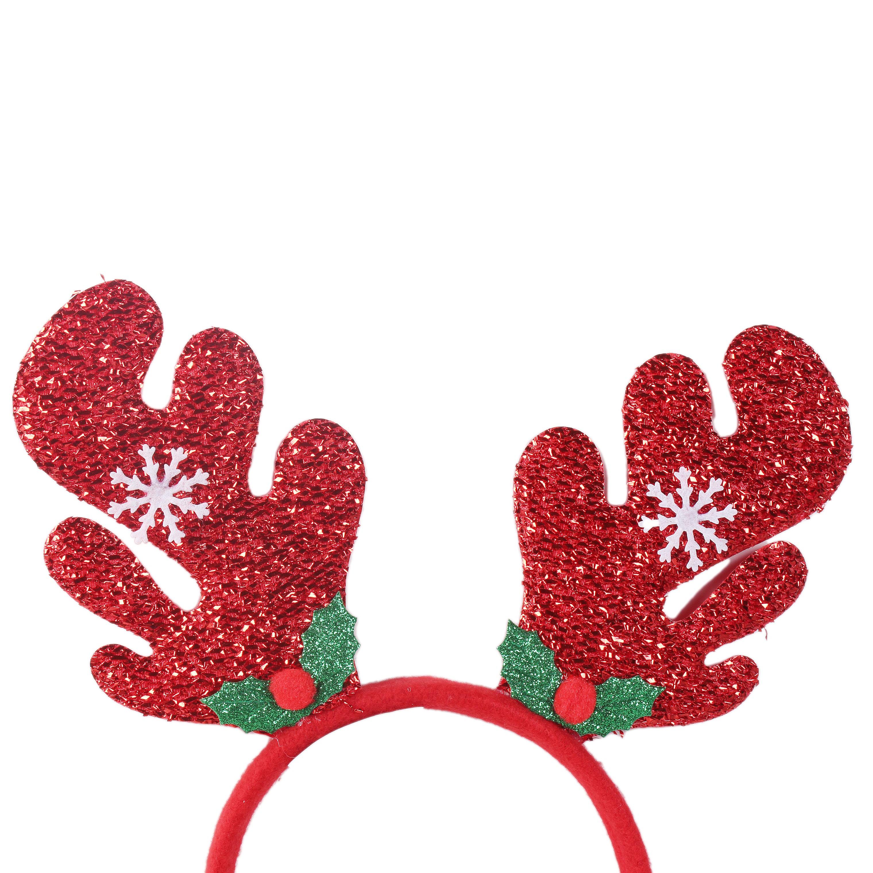 Christmas Hairband Reindeer Tinsel With Snow Flake Assorted Colour 1pc IB