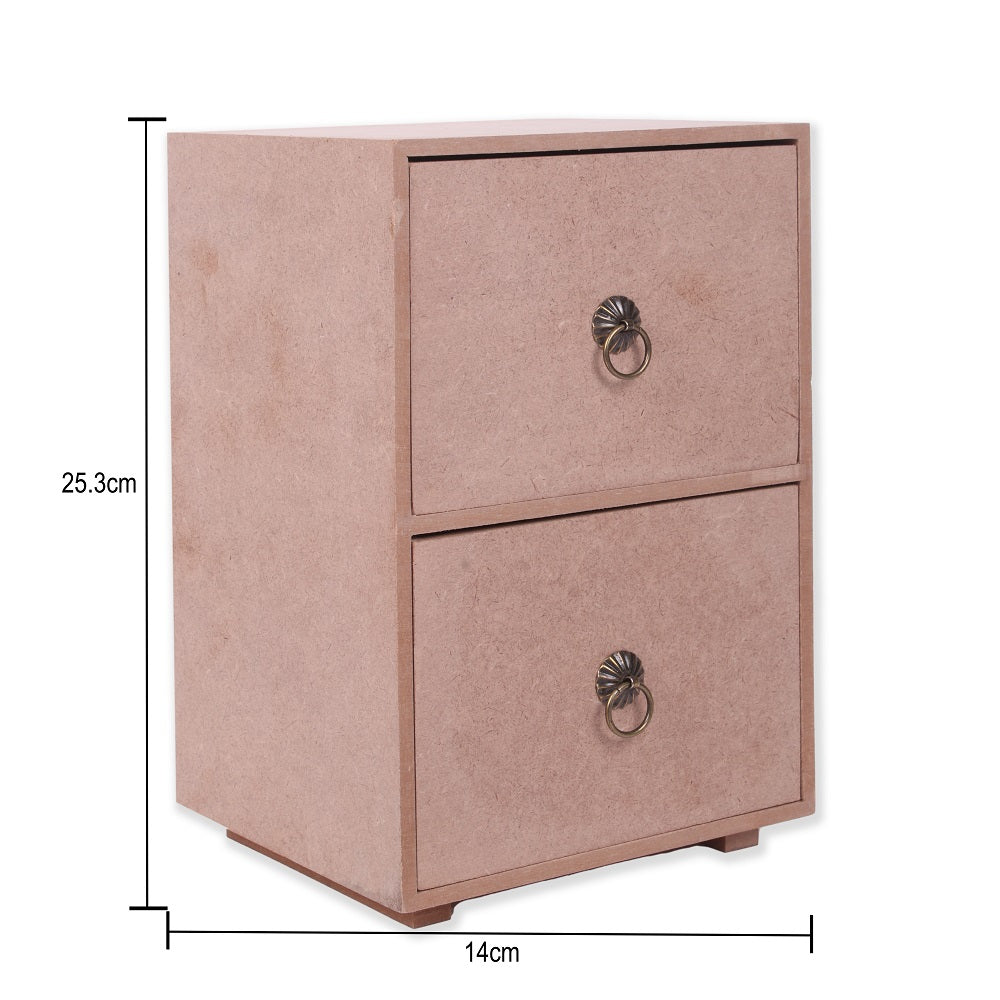 MDF Chest Of 2Drawers W6.5 X H9.5 X D5.5Inch 5.5Mm Thick 1Pc Lb