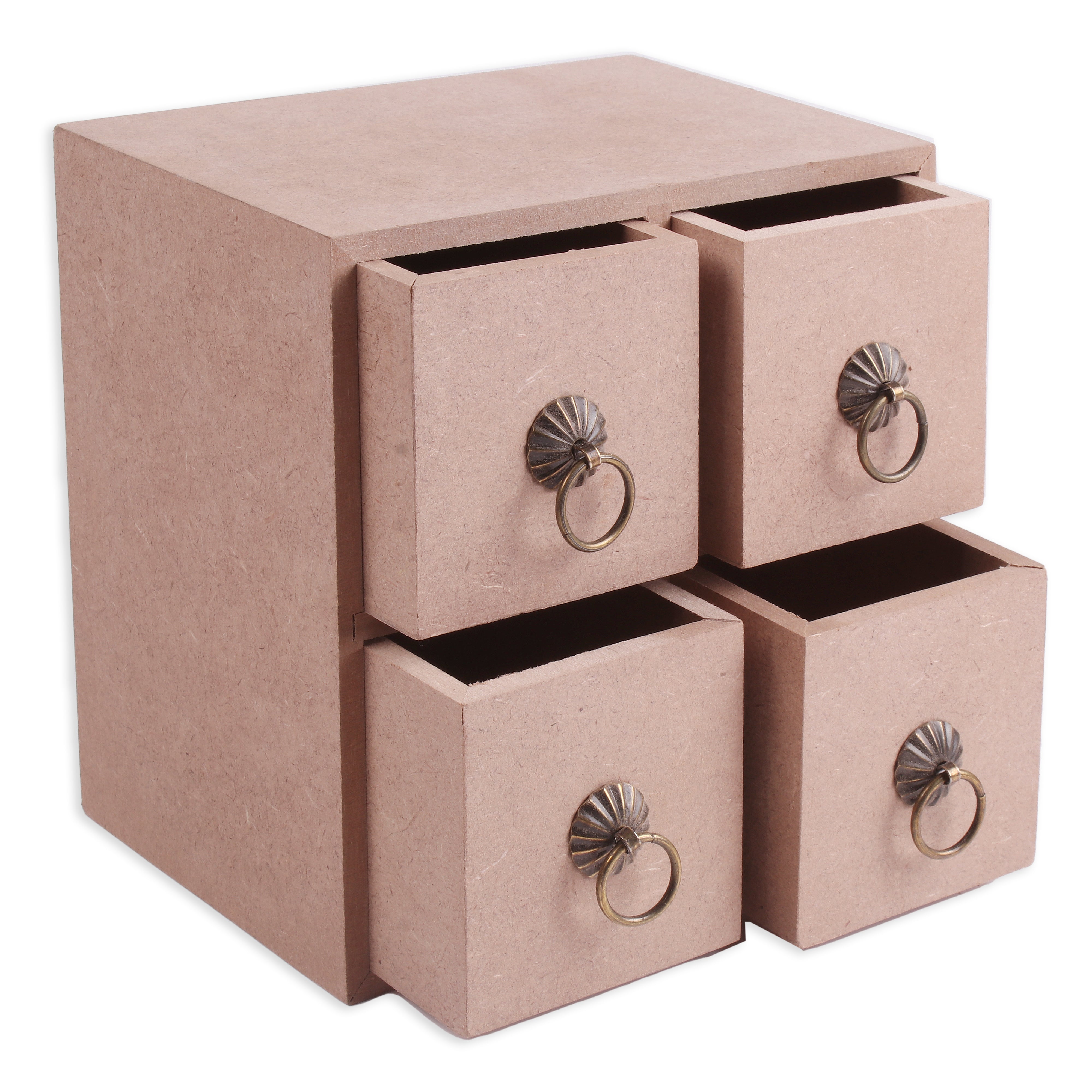 MDF Table Organizer Chest Of 4 Drawers Approx L15.3 X W15.3 X D15.2Cm 5.5Mm Thick 1Pc Lb