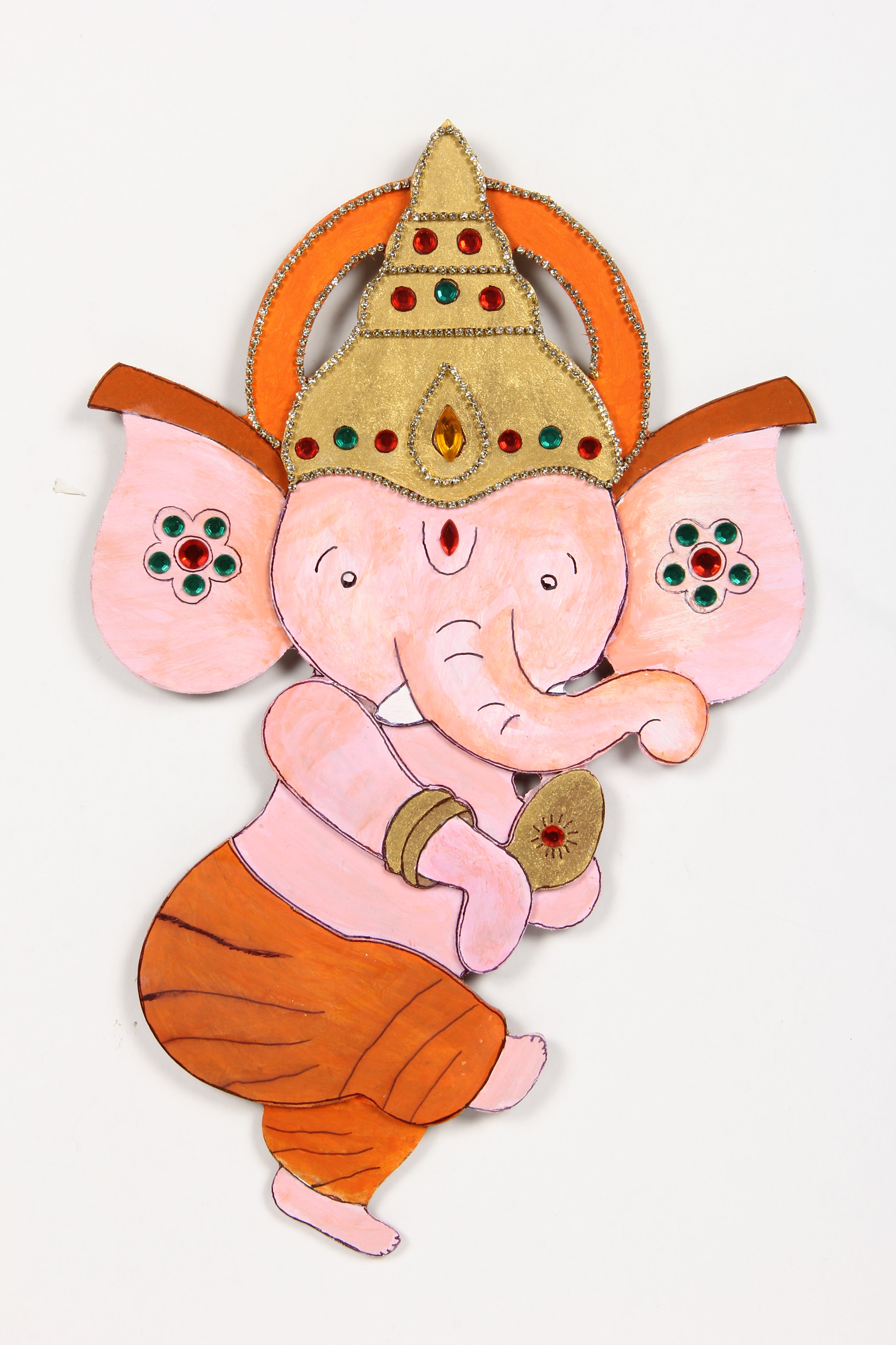 MDF Pre Marked Dancing Ganesha with Hanging Sawtooth - Hook Approx 12 X 8Inch - 1Pc
