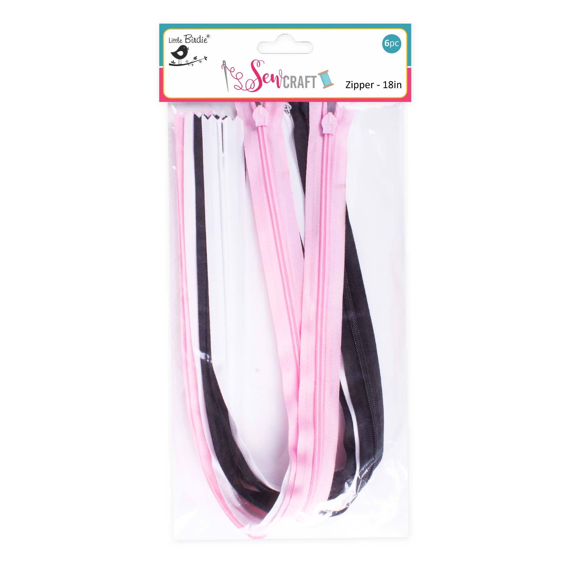 Zipper Black Pink White Each 2Pc 18 Inch 6Pc Pbhc Jy