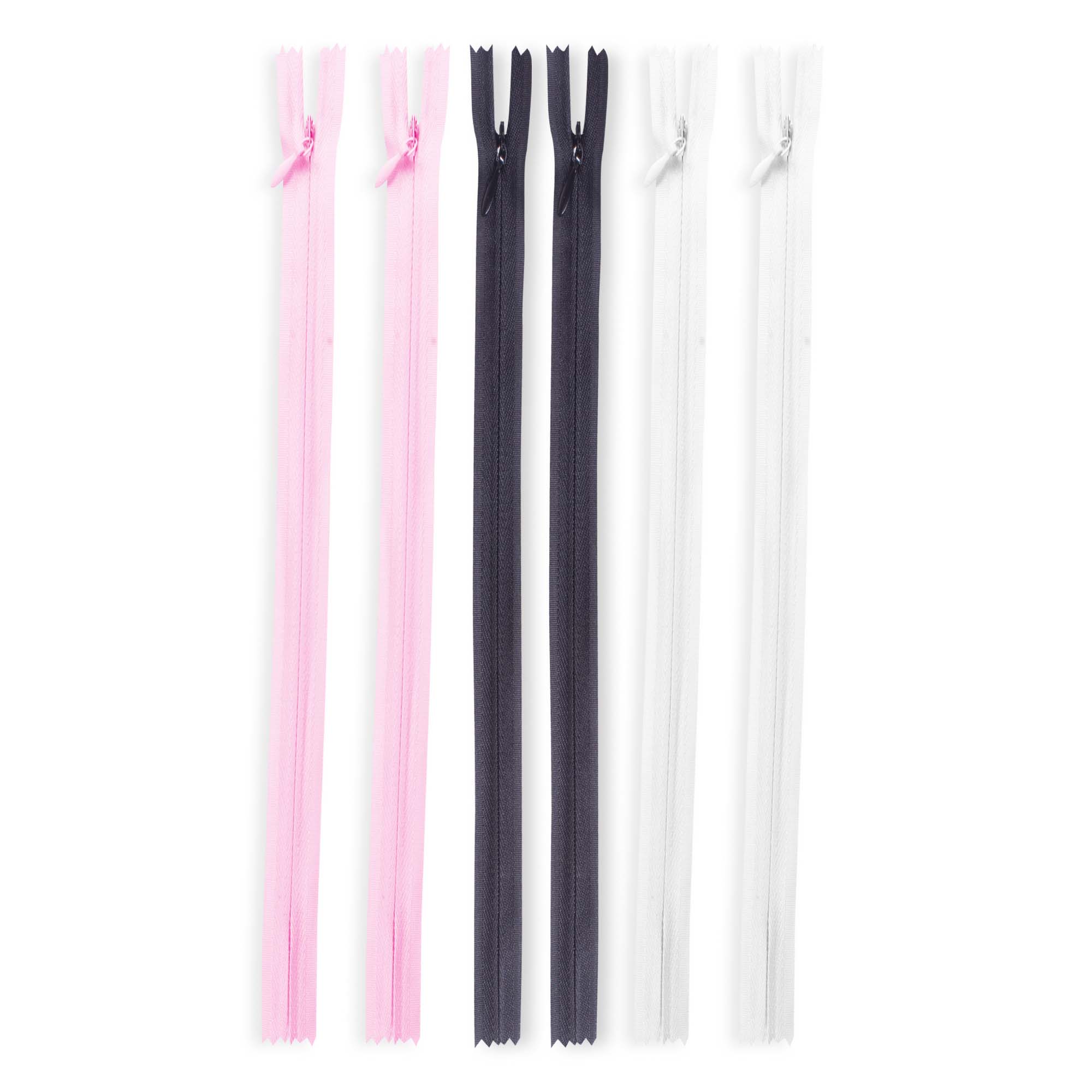 Zipper Black Pink White Each 2Pc 18 Inch 6Pc Pbhc Jy