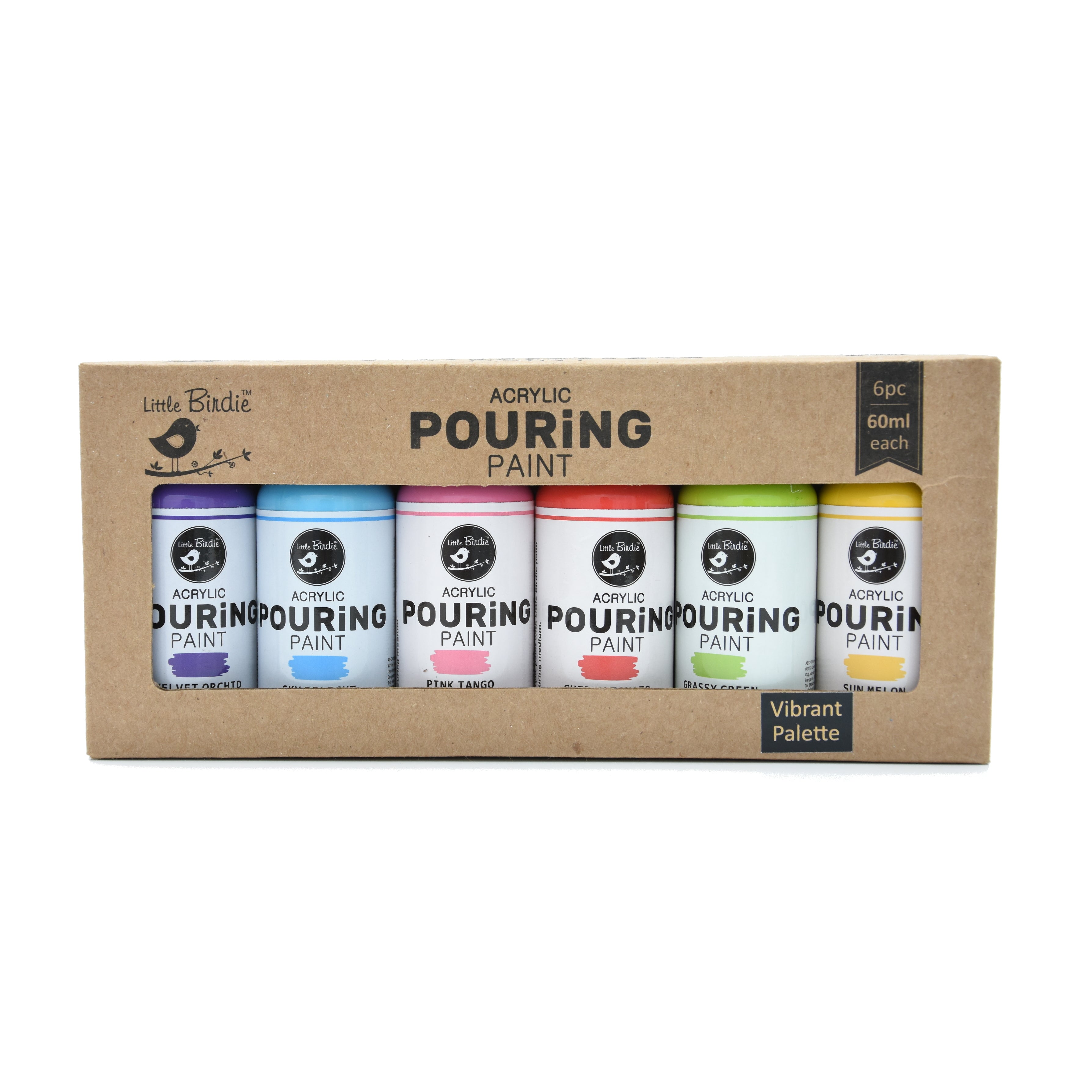 Acrylic Pouring Paint Kit Vibrant Palette 6Pcs X 60ML