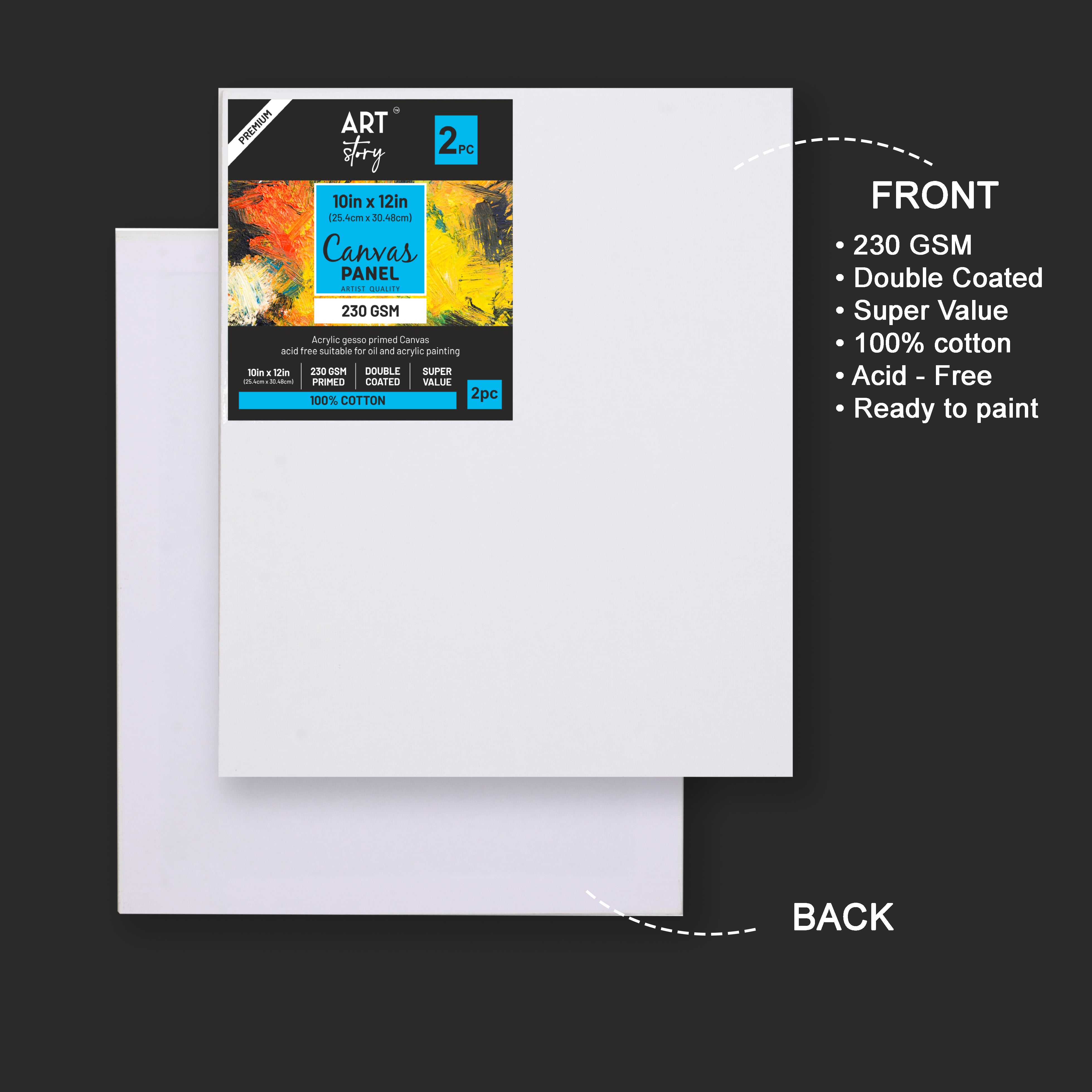 Canvas Panel 3Mm Mdf Board 10 X 12Inch 2Pcs Lb