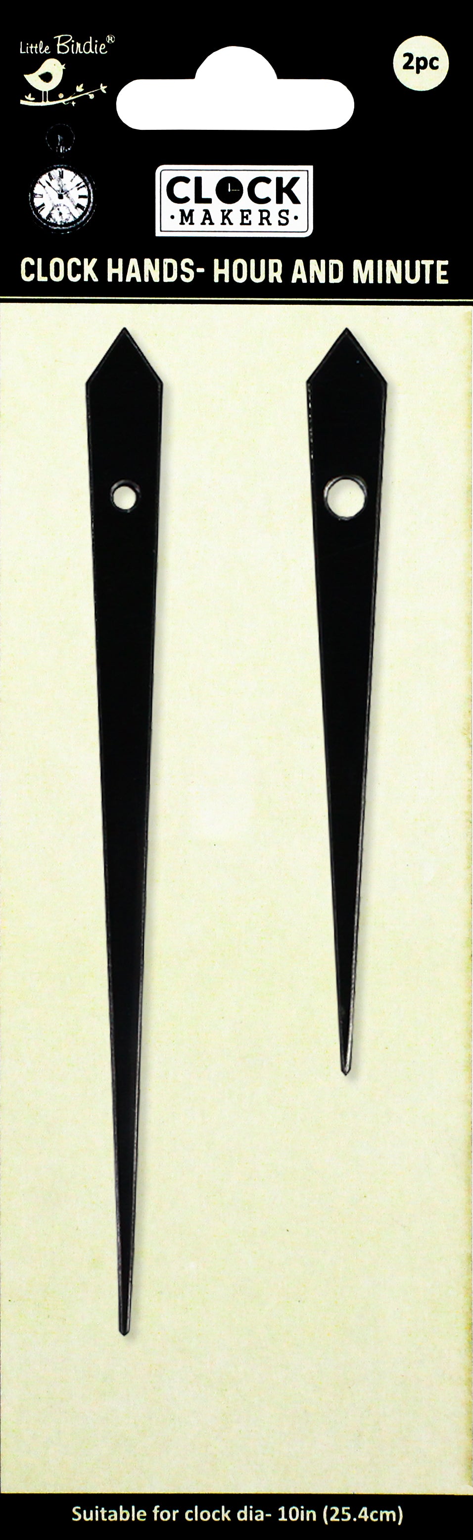 Clock Hands Hour And Minute Chronos Black Hour 10.6Cm; Minute 14.3Cm 2Pc Pbci Lb