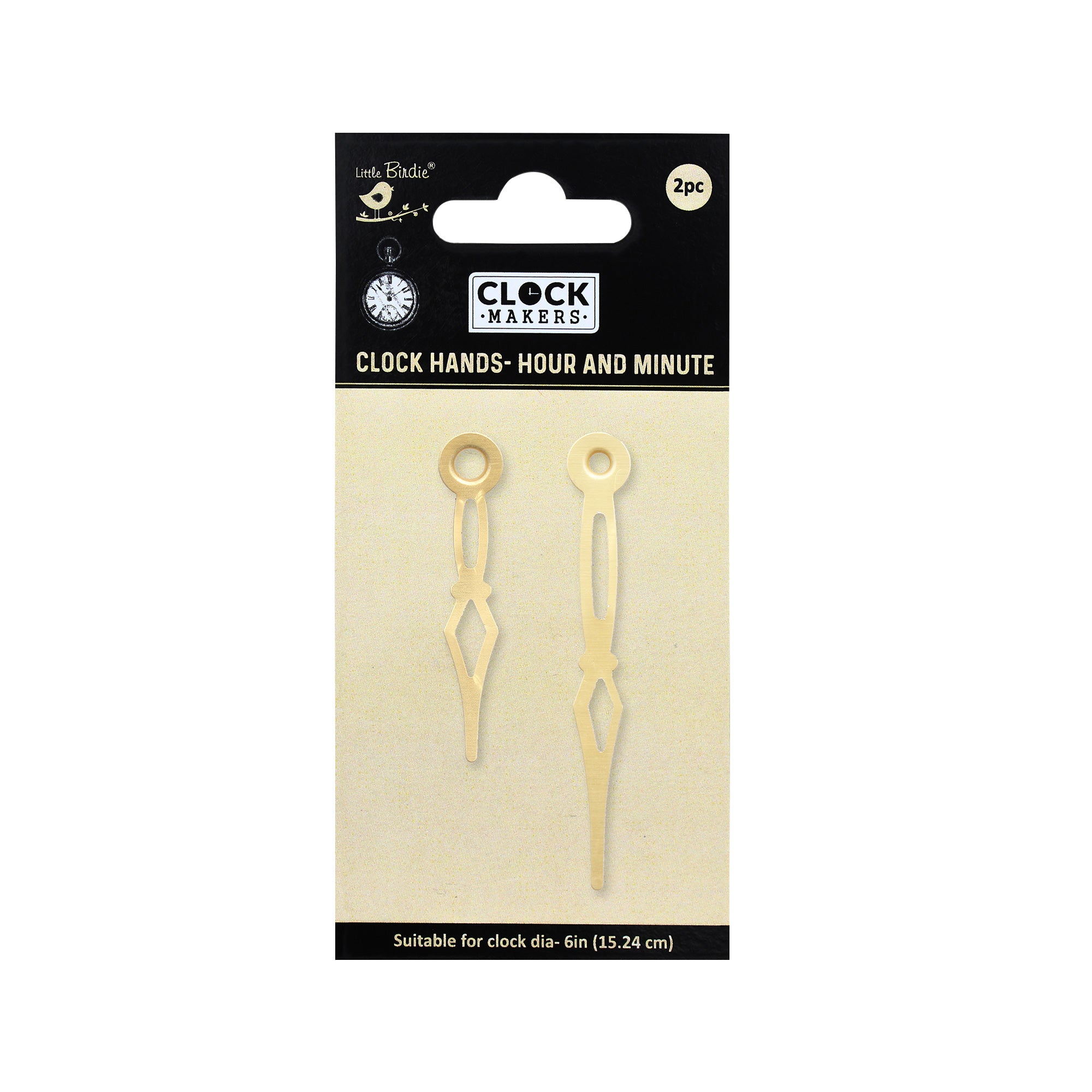 Clock Hands Hour And Minute Dimond Gold Hour 5.7Cm; Minute 7.4Cm 2Pc Pbci Ib