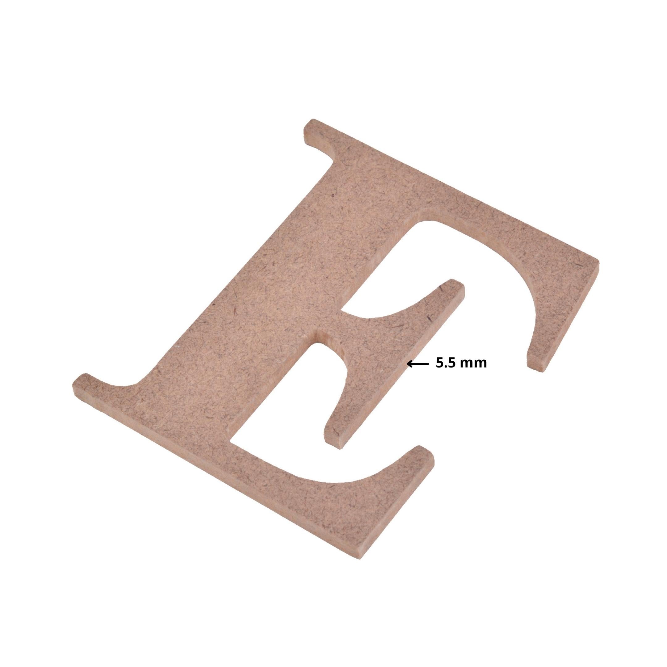 MDF Alphabet Upper Case E 3 X 4Inch 5.5Mm Thick 1Pc Lb