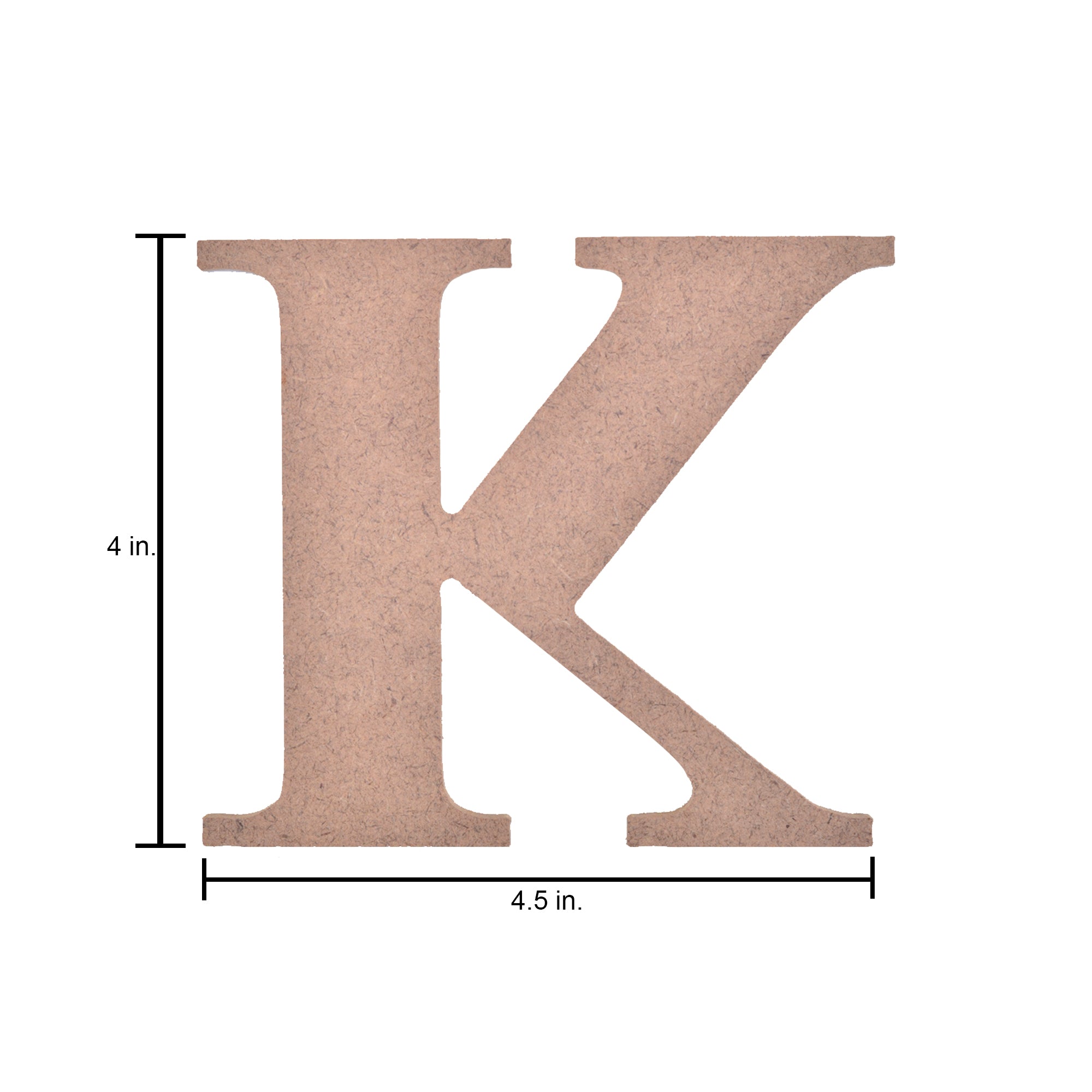 MDF Alphabet Upper Case K 4.5 X 4Inch 5.5Mm Thick 1Pc Lb