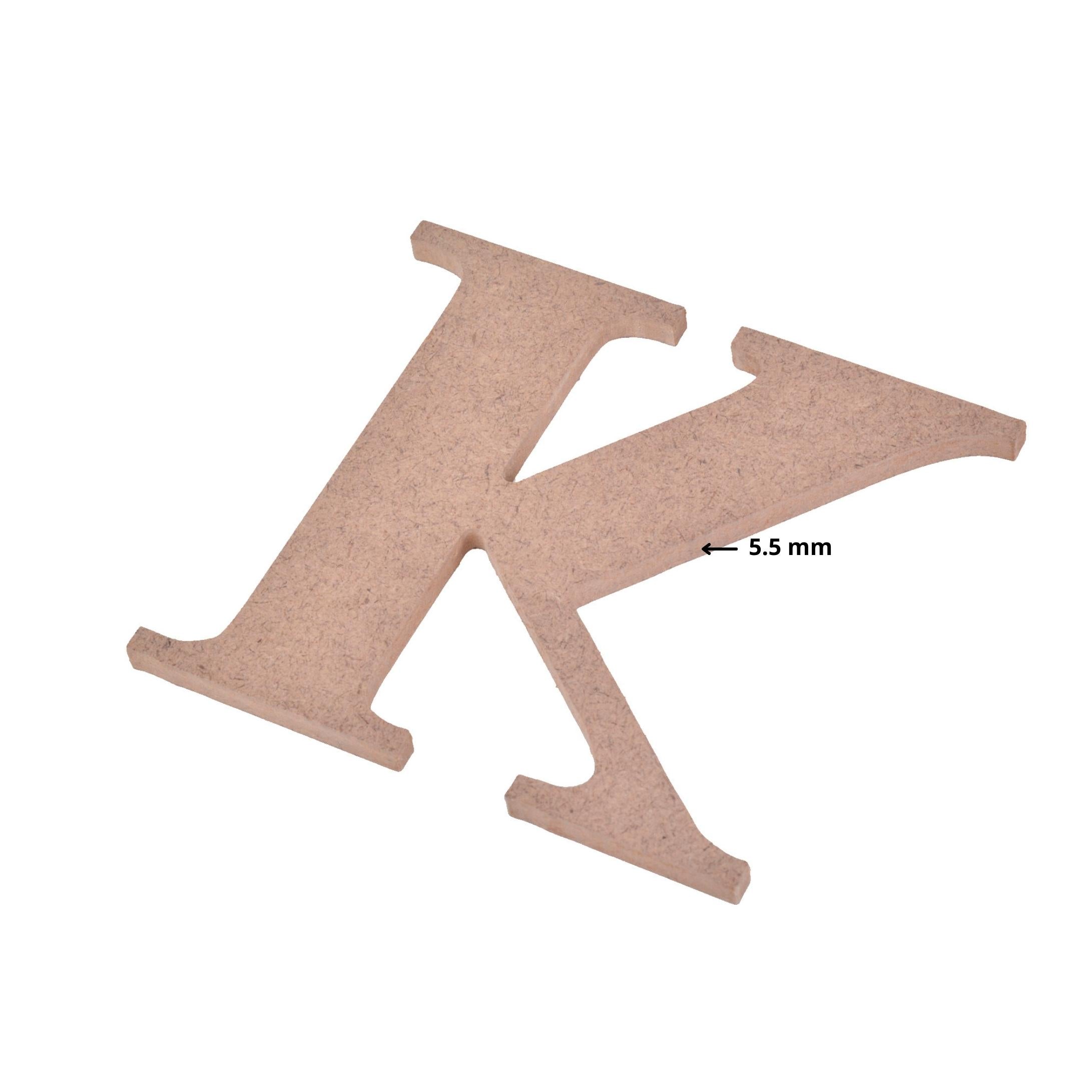 MDF Alphabet Upper Case K 4.5 X 4Inch 5.5Mm Thick 1Pc Lb