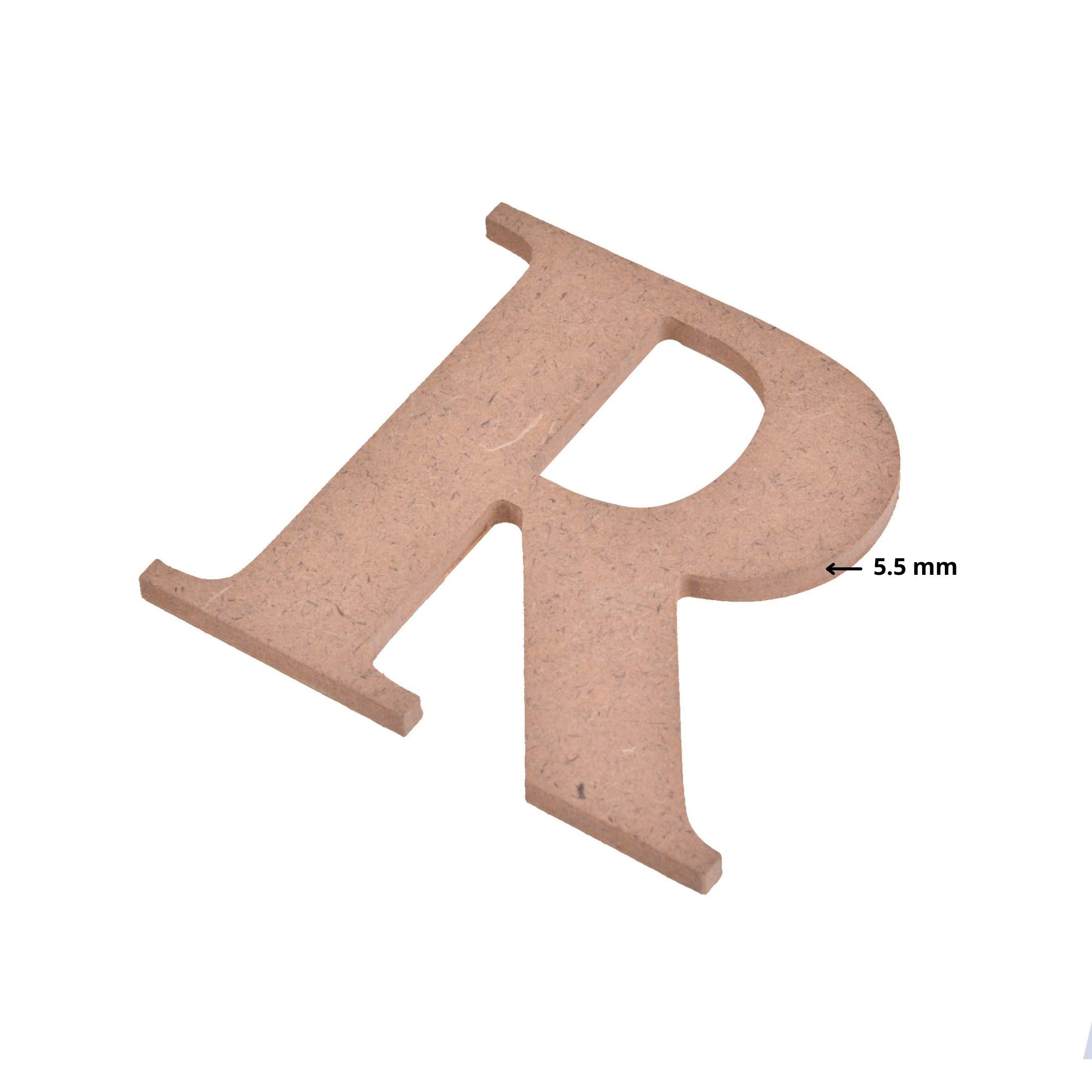 MDF Alphabet Upper Case R 4 X 4Inch 5.5Mm Thick 1Pc Lb