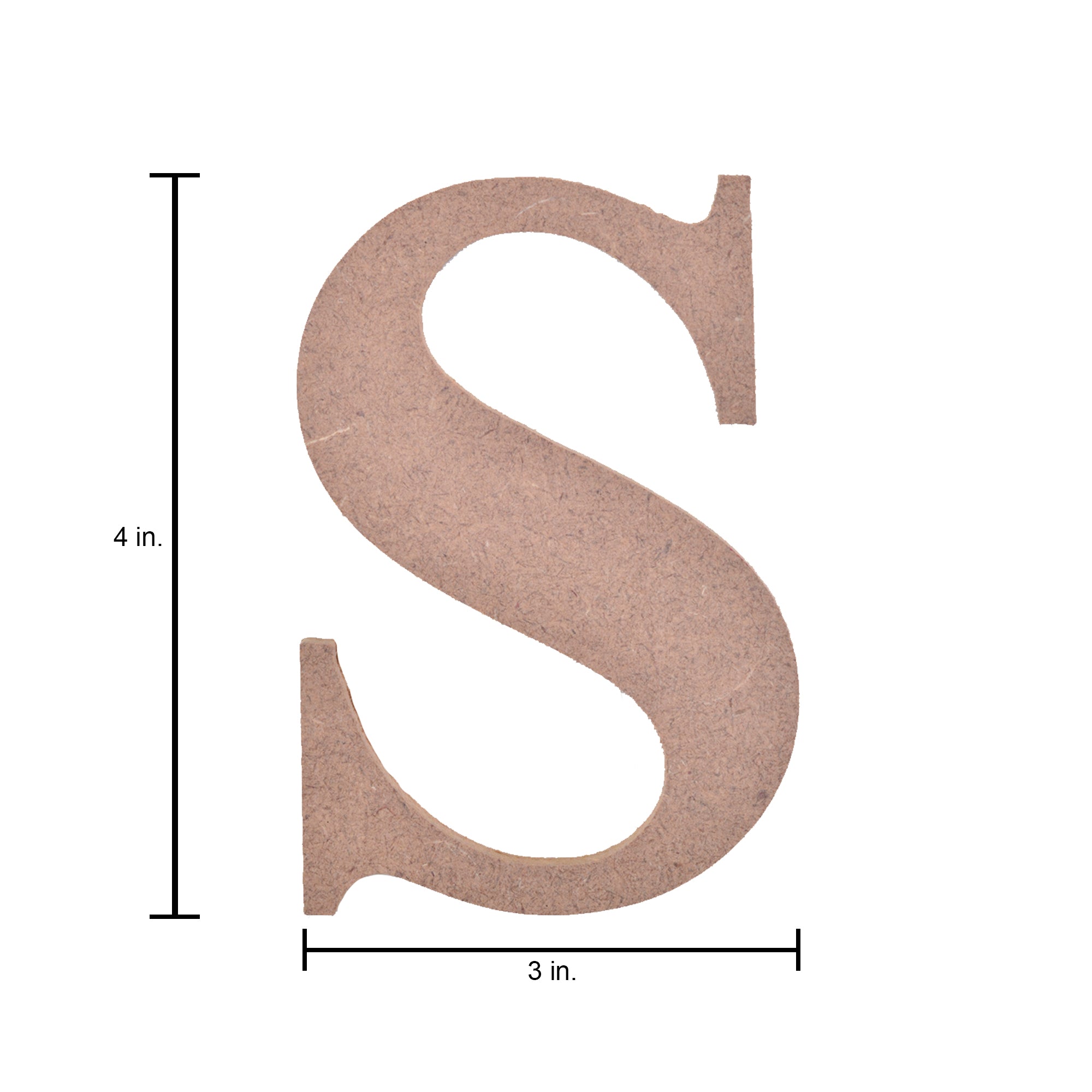 MDF Alphabet Upper Case S 3 X 4Inch 5.5Mm Thick 1Pc Lb