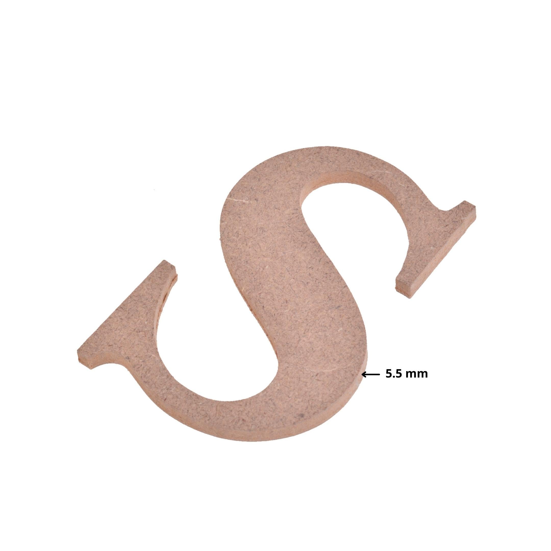 MDF Alphabet Upper Case S 3 X 4Inch 5.5Mm Thick 1Pc Lb