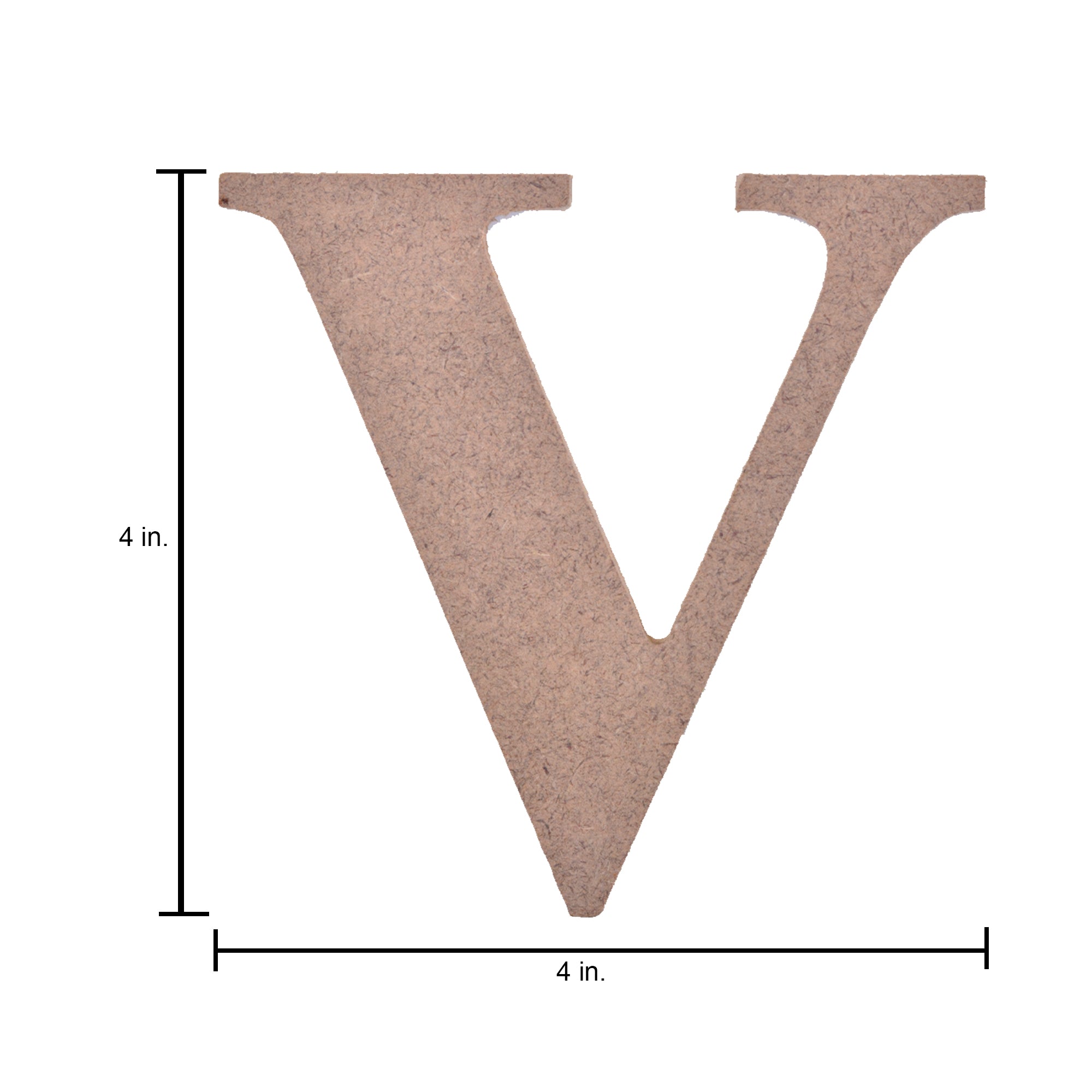 MDF Alphabet Upper Case V 4 X 4Inch 5.5Mm Thick 1Pc Lb