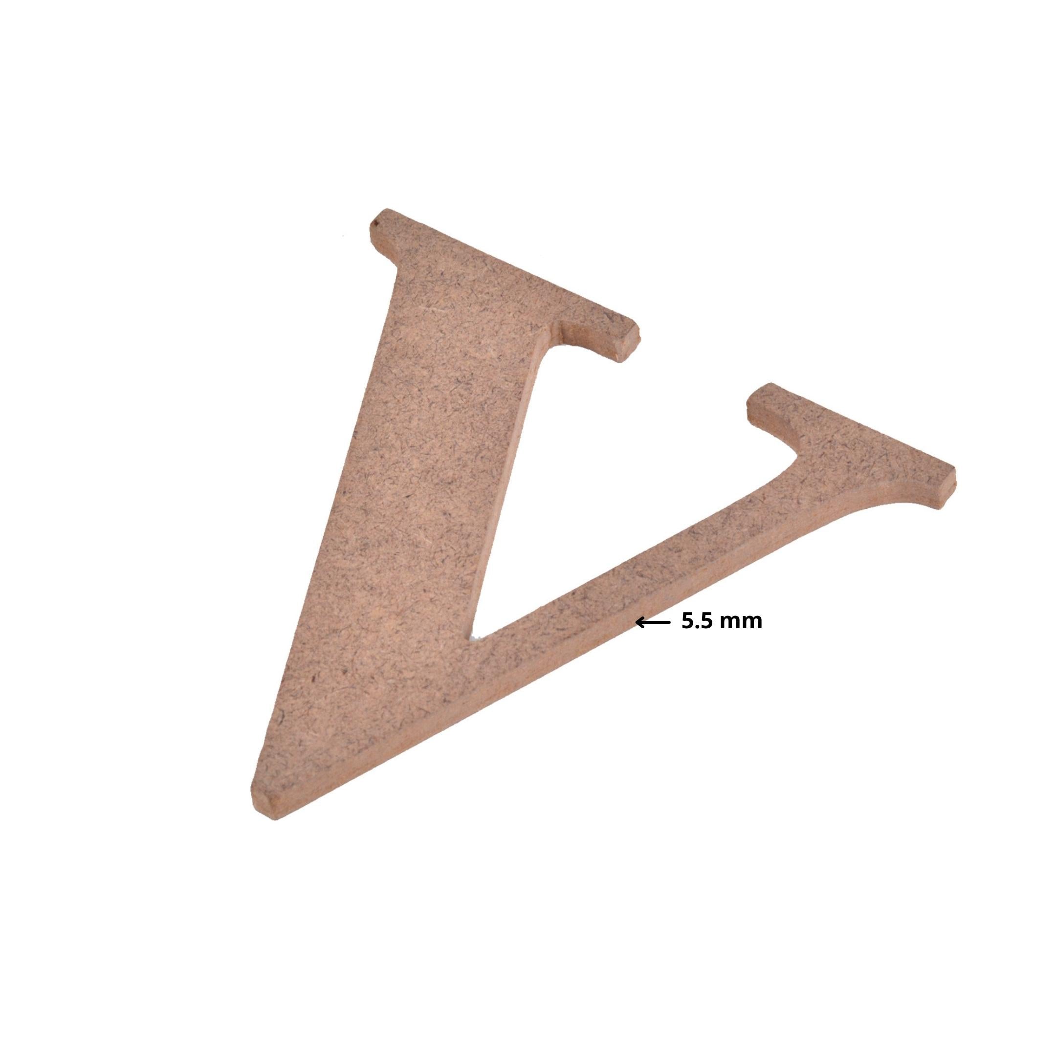 MDF Alphabet Upper Case V 4 X 4Inch 5.5Mm Thick 1Pc Lb