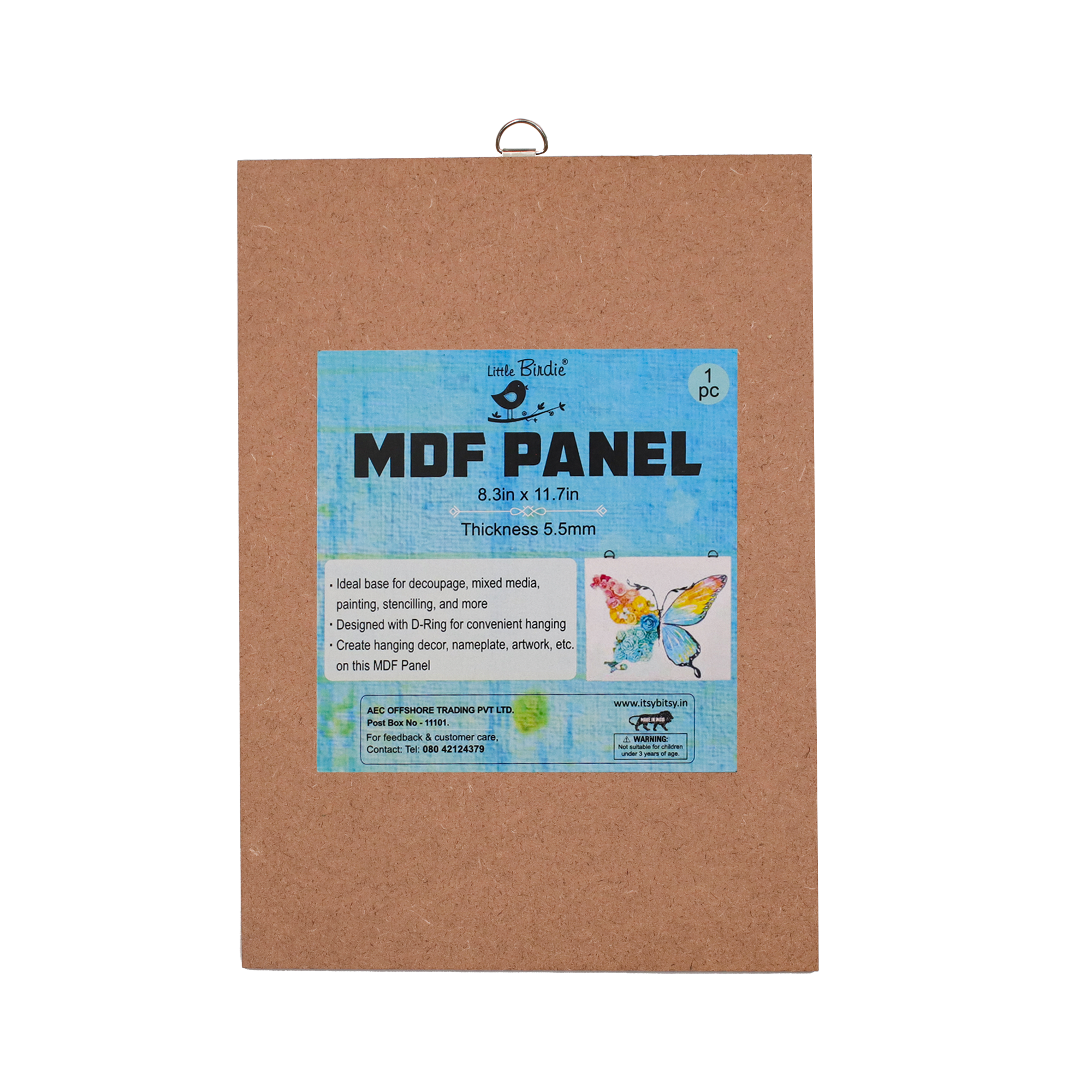 MDF Hanging Panel With D Ring A4 5.5Mm Thick 1Pc Sw Lb