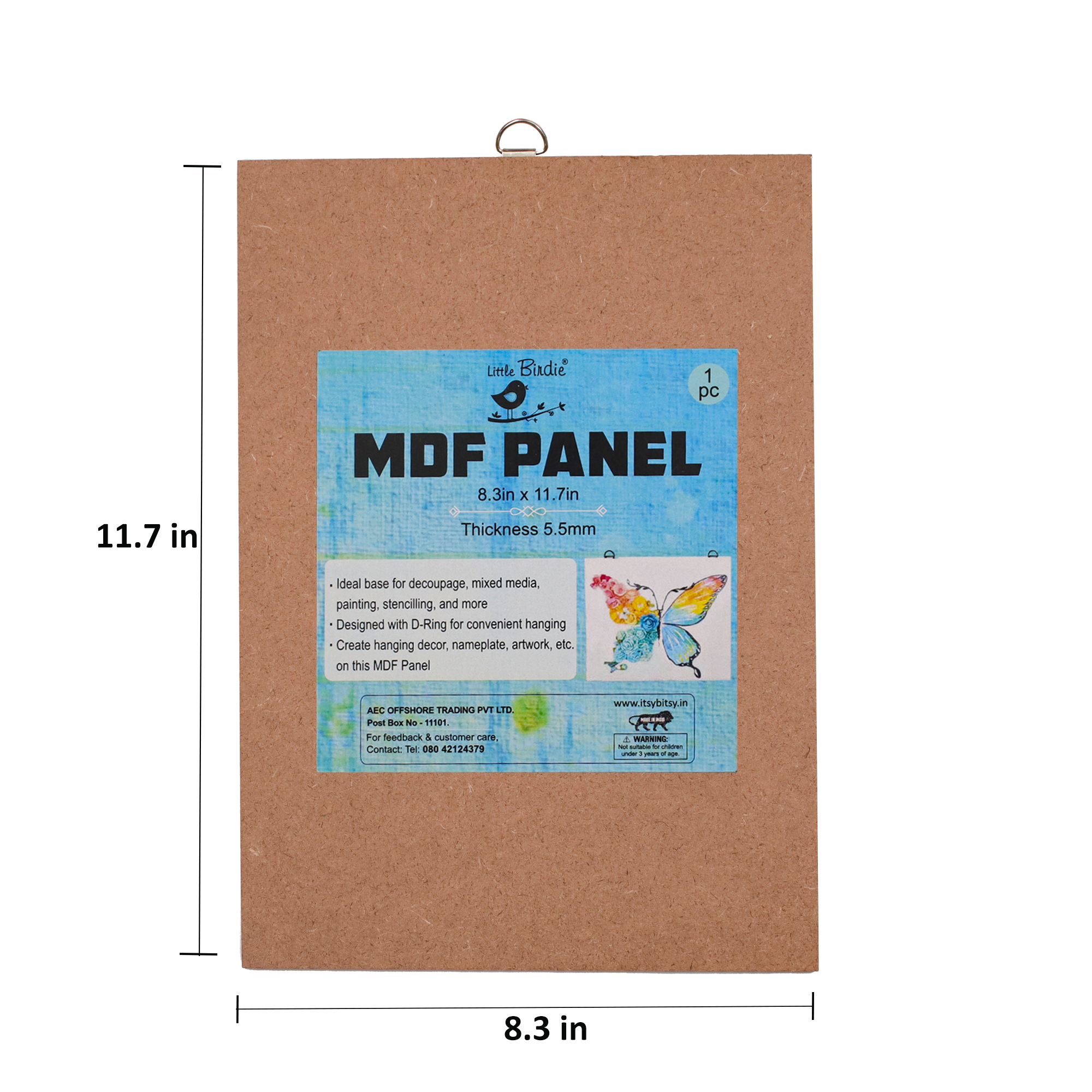 MDF Hanging Panel With D Ring A4 5.5Mm Thick 1Pc Sw Lb