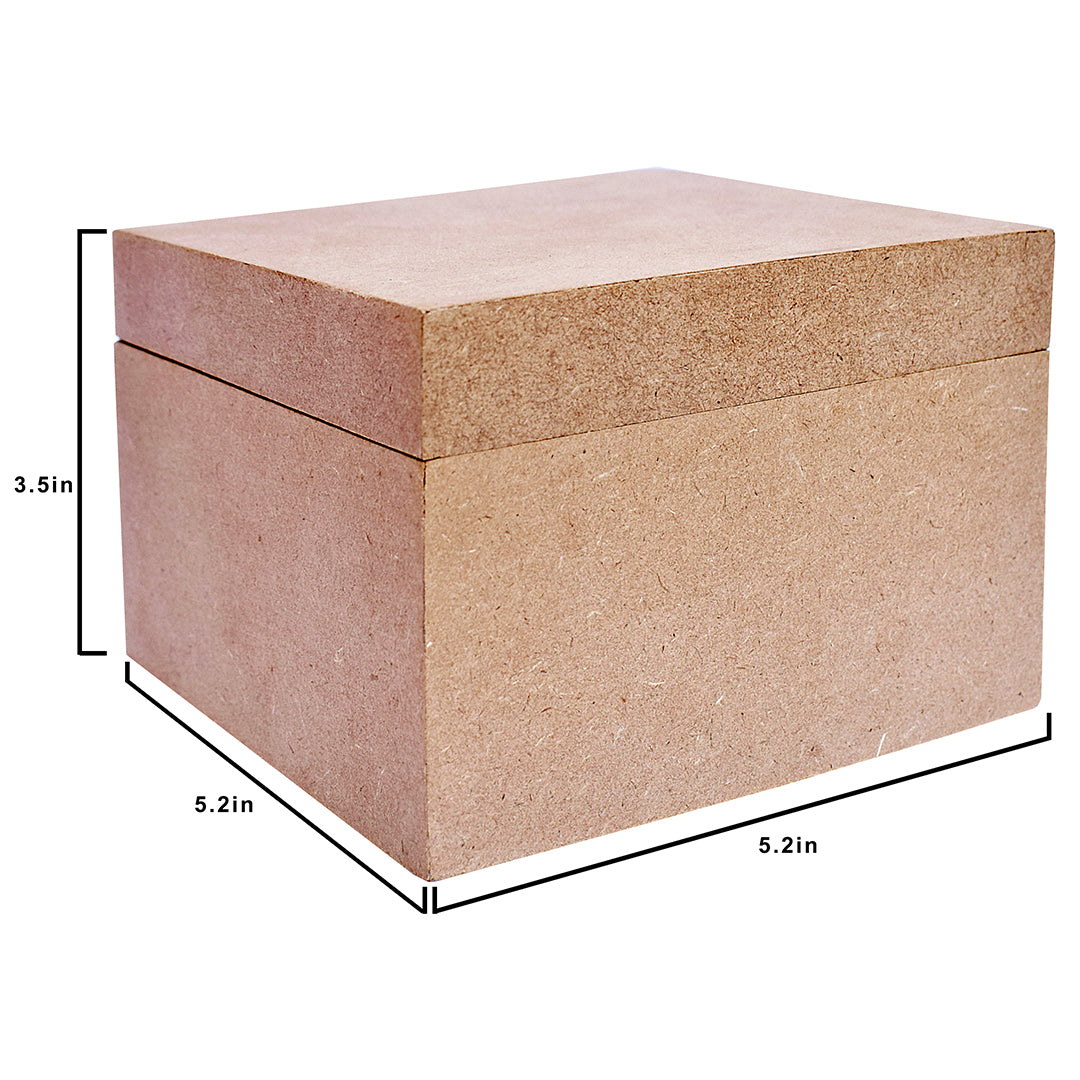 MDF Square Box W5.2 X H3.5Inch 5.5Mm Thick 1Pc Lb