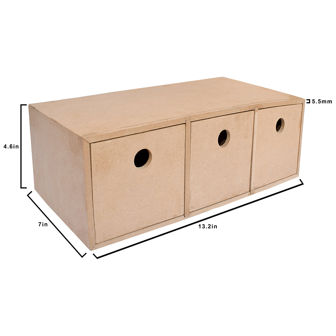 Mdf 3 Compartment Desk Drawer W4.5 X H13 X D7Inch 5.5Mm Thick 1Pc Lb