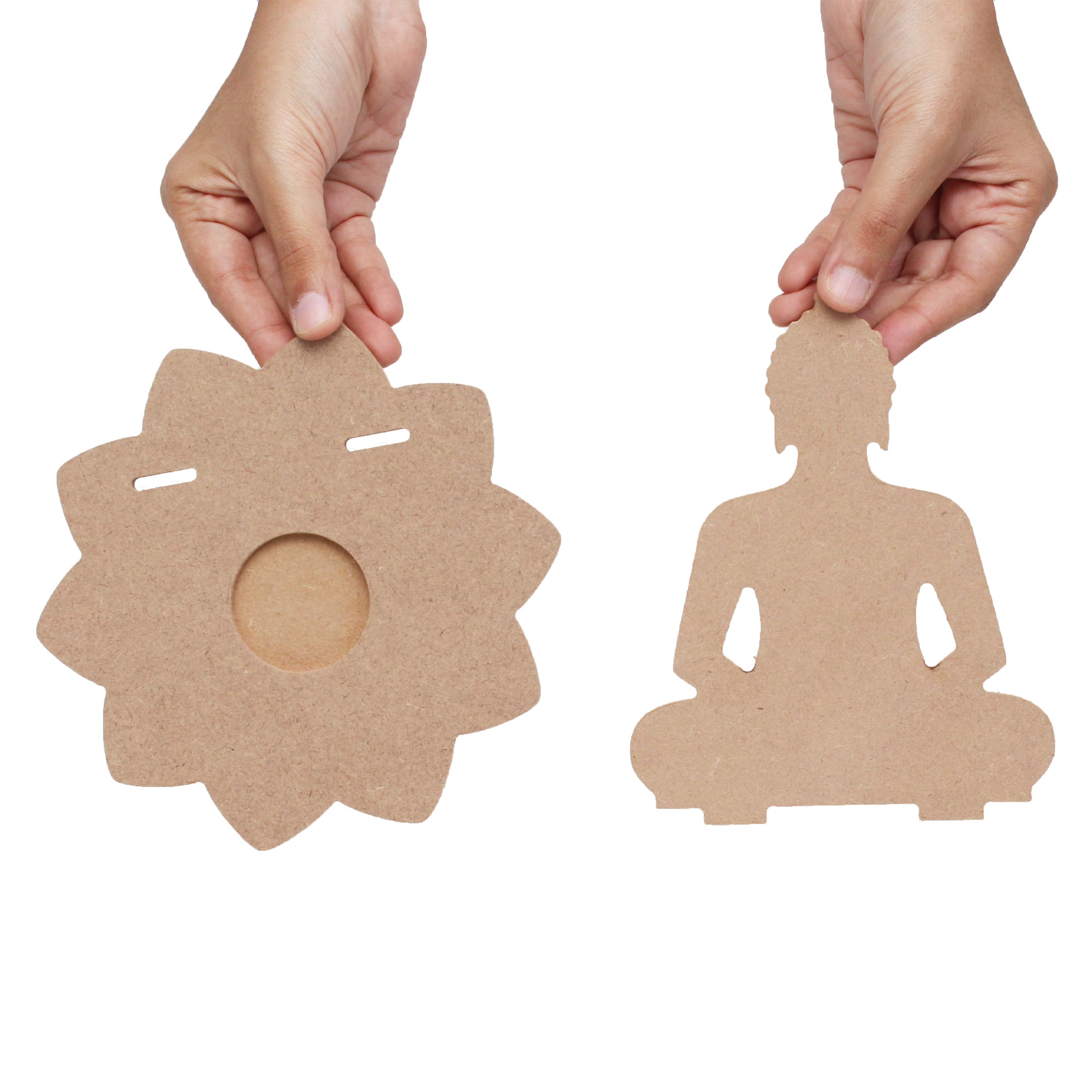 MDF Meditating Buddha With T-Light Candle Holder W5.5 X H6.3 X D5.3Inch 1Pc Lb