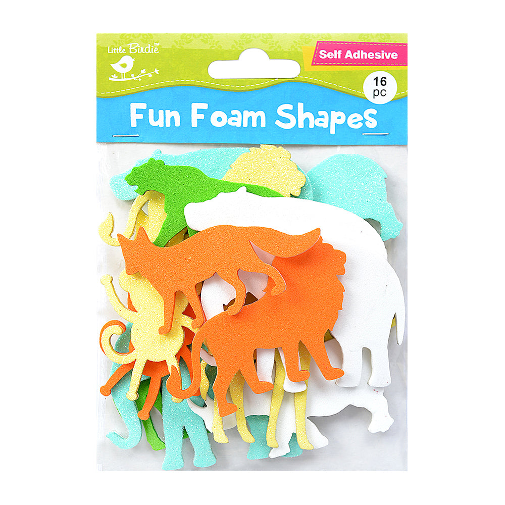Self Adhesive Fun Foam Stickers Wild Animals 16Pcs