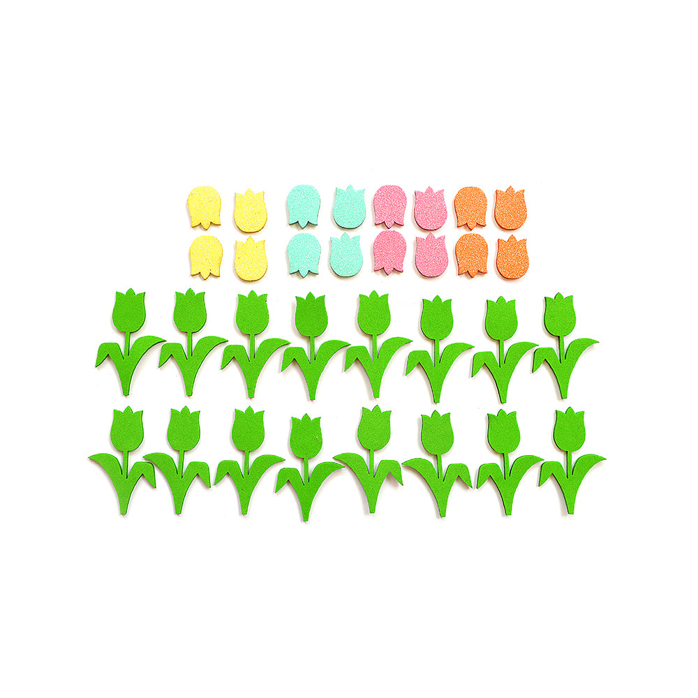 Self Adhesive Fun Foam Stickers Tulip Garden 16Pcs