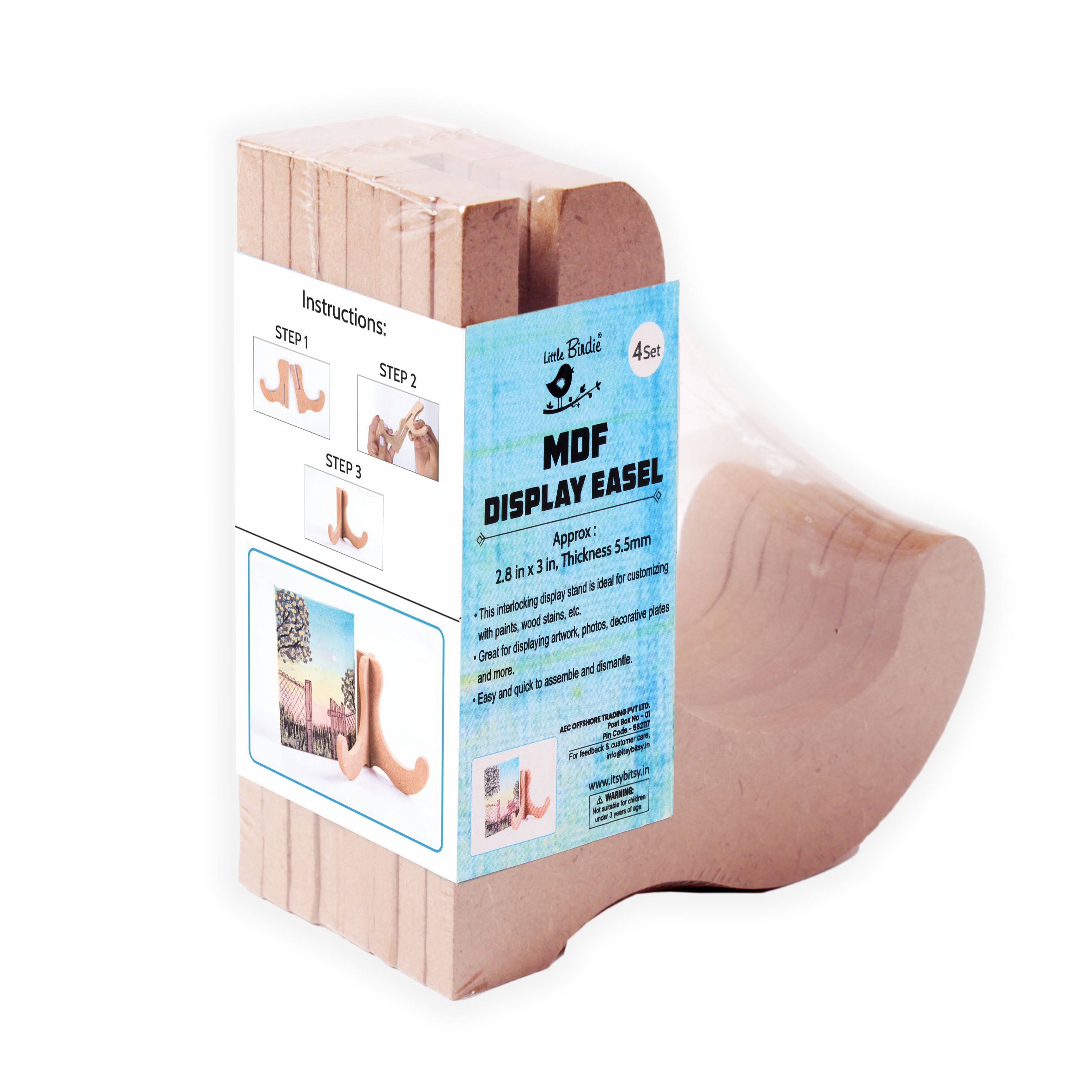 MDF Interlocking Display Stand 3 X 3Inch 5.5Mm Thick Pack Of 4Pc Sw Lb