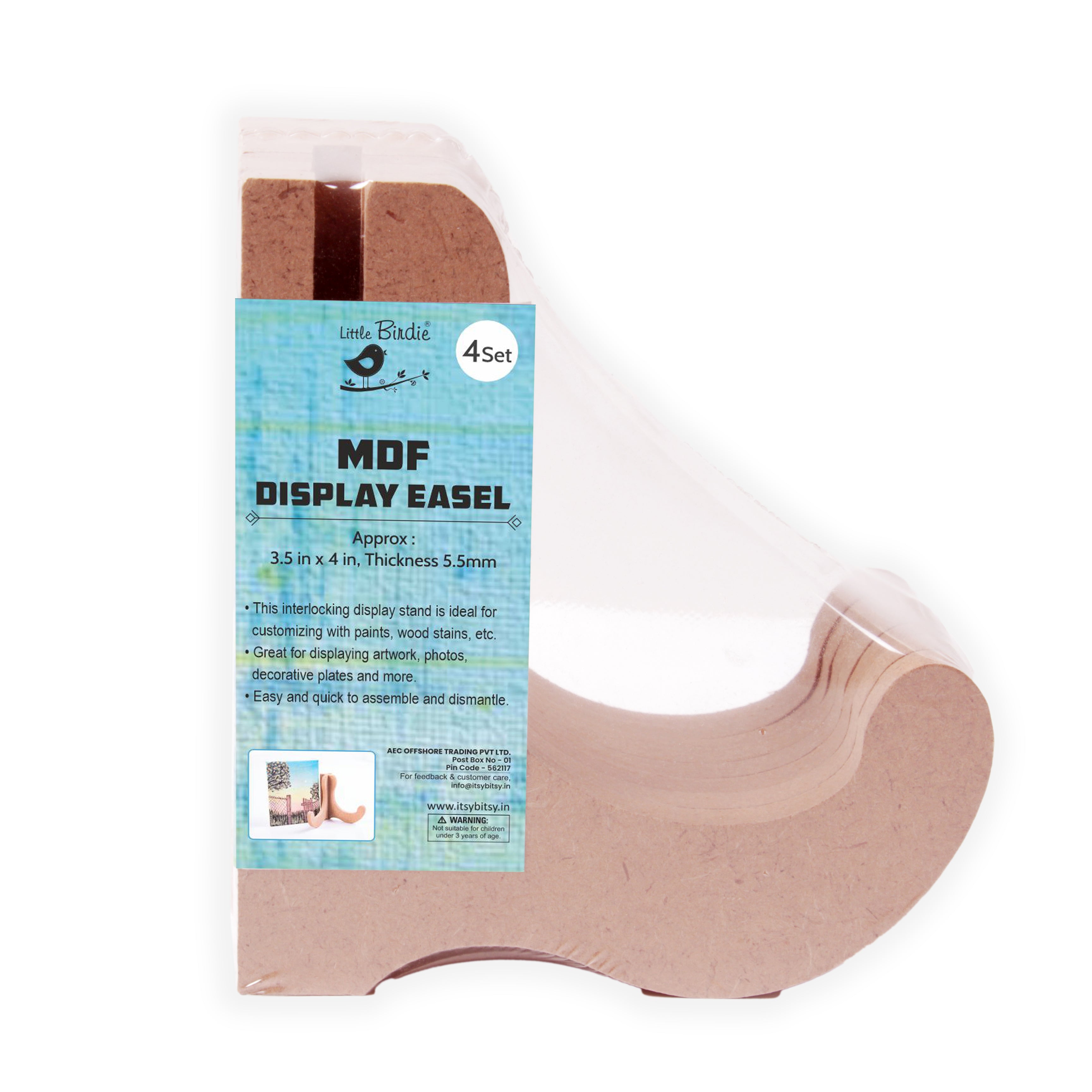 MDF Interlocking Display Stand 3.5 X 4Inch 5.5Mm Thick Pack Of 4Pc Sw Lb