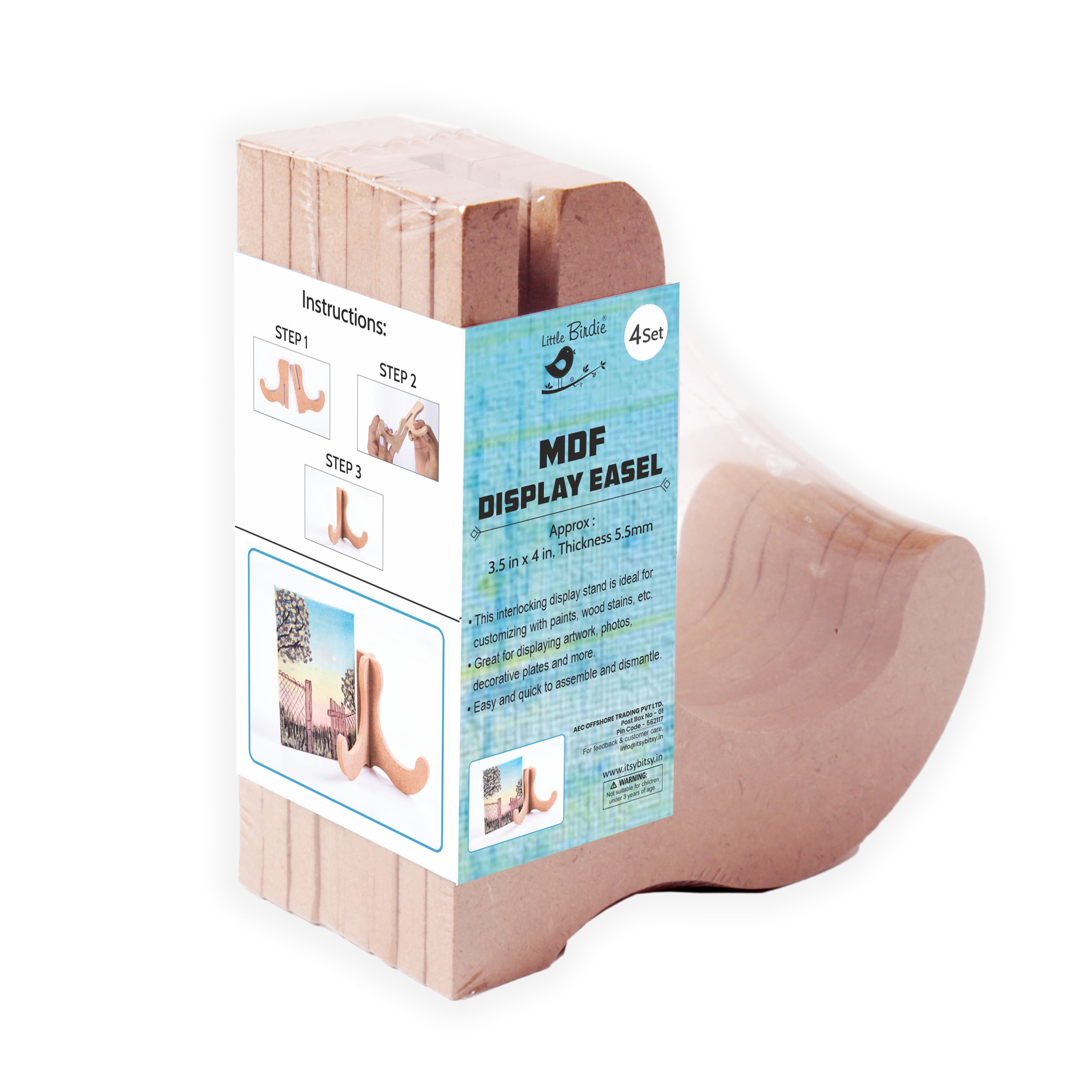 MDF Interlocking Display Stand 3.5 X 4Inch 5.5Mm Thick Pack Of 4Pc Sw Lb