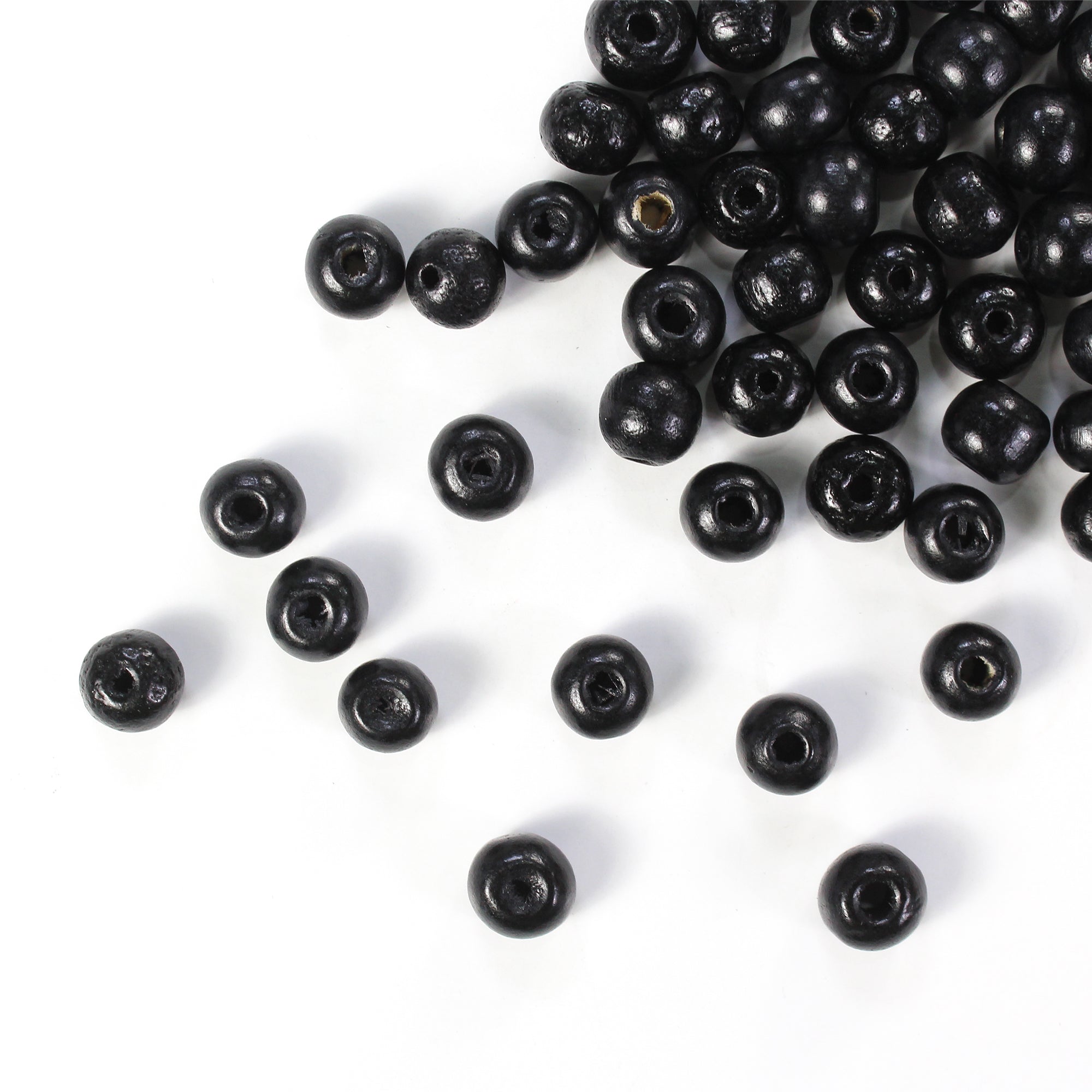 Wooden Beads 8Mm Black 12G Ib