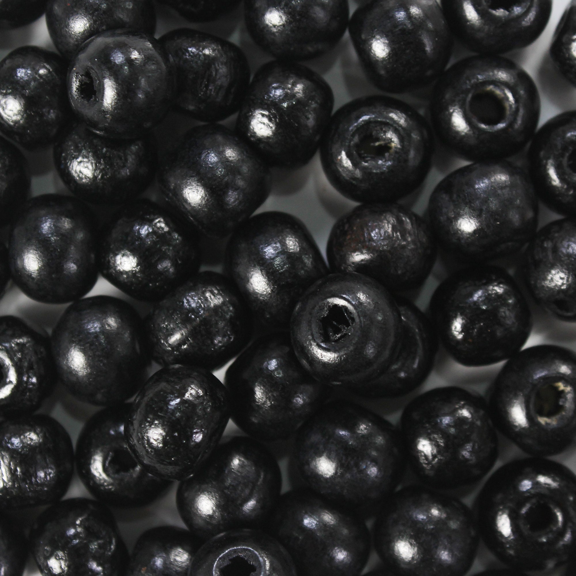 Wooden Beads 8Mm Black 12G Ib