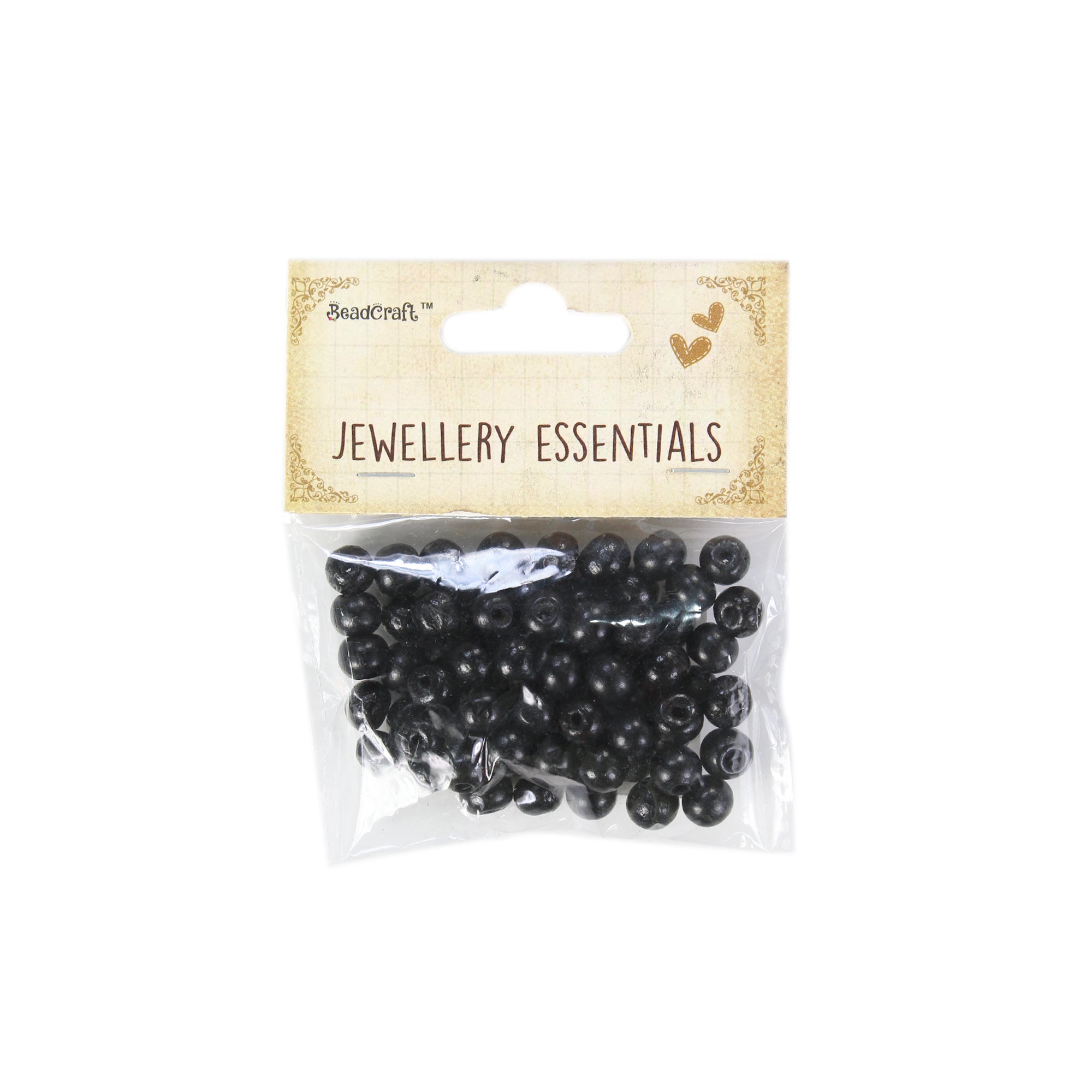 Wooden Beads 8Mm Black 12G Ib