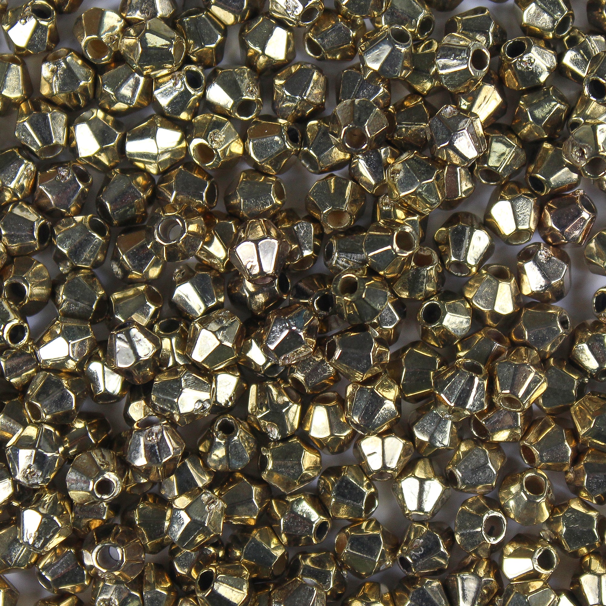 Metalized Cross Cut Beads 4Mm Gold 10G Ib