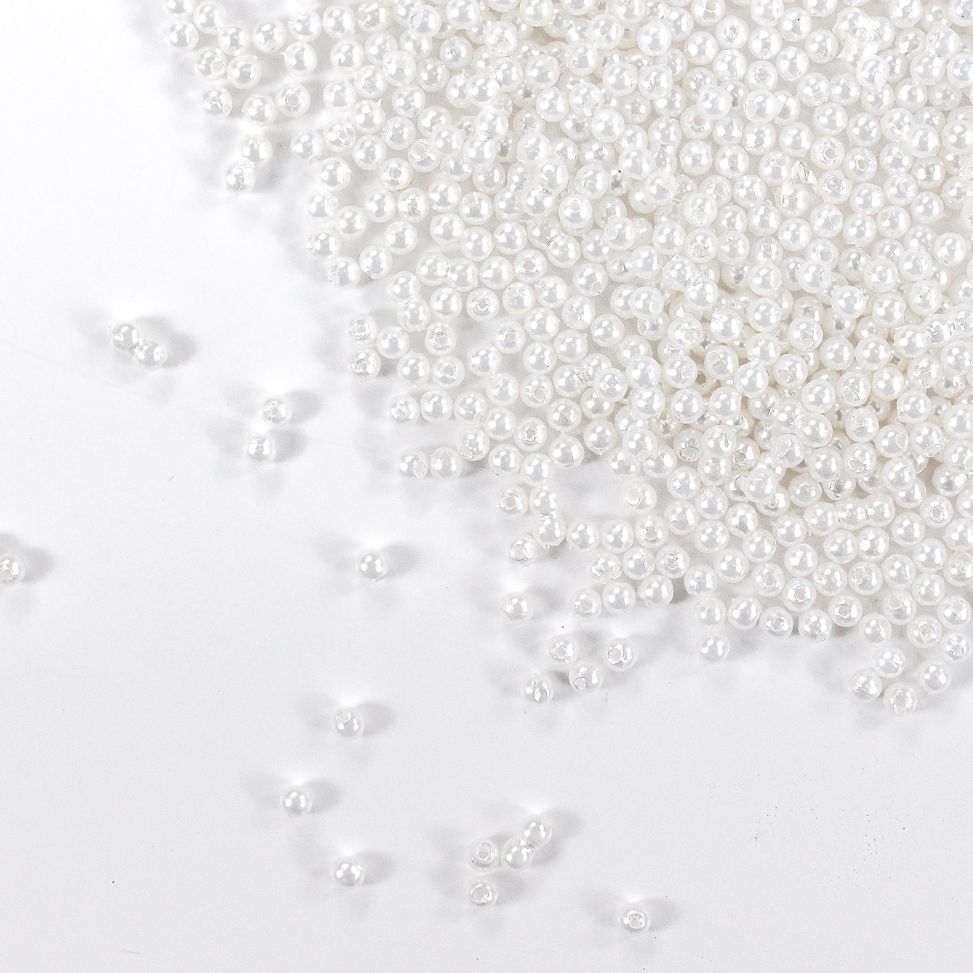 Pearl Beads Plastic 3mm White 20gm
