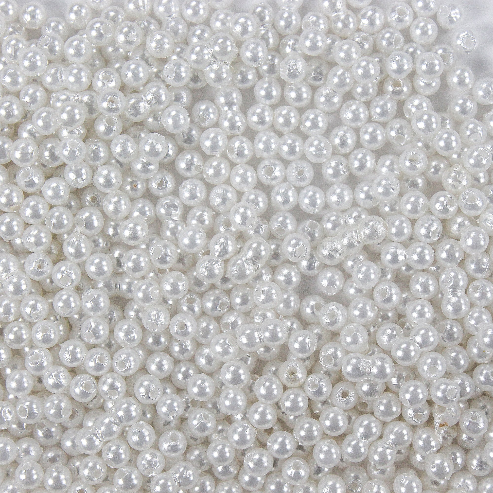 Pearl Beads Plastic 3mm White 20gm