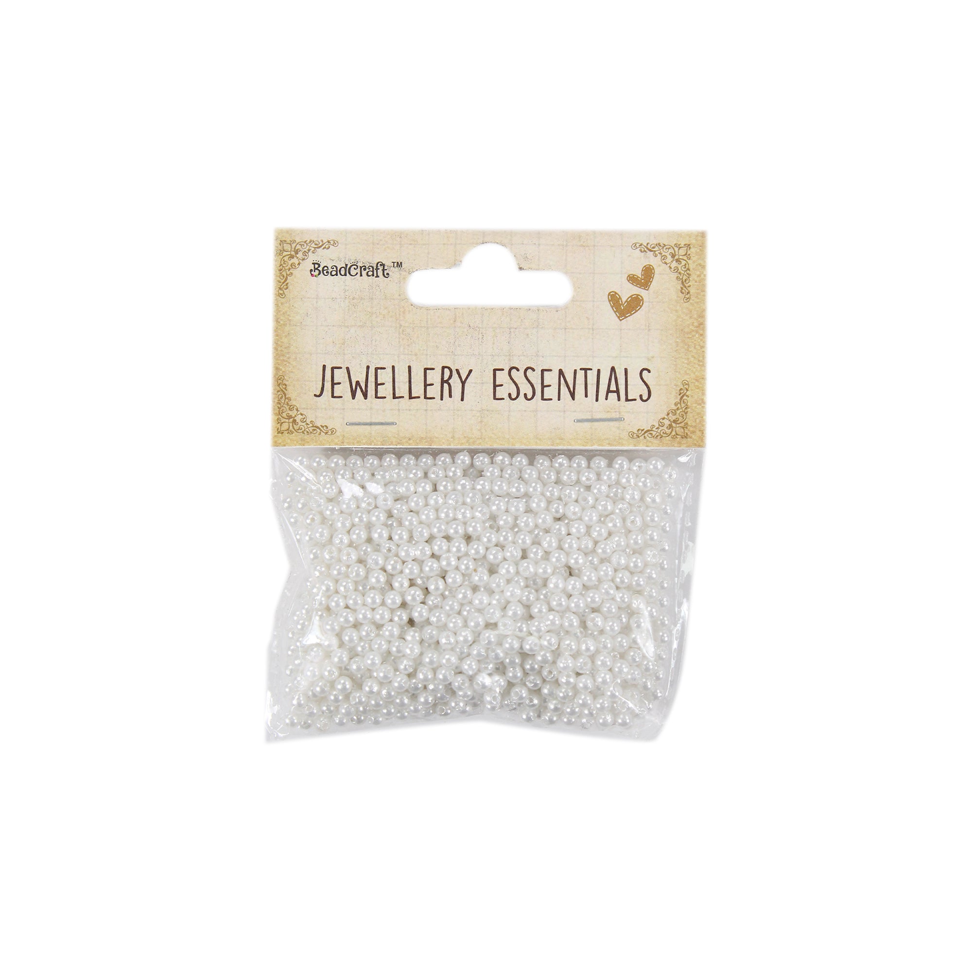 Pearl Beads Plastic 3mm White 20gm