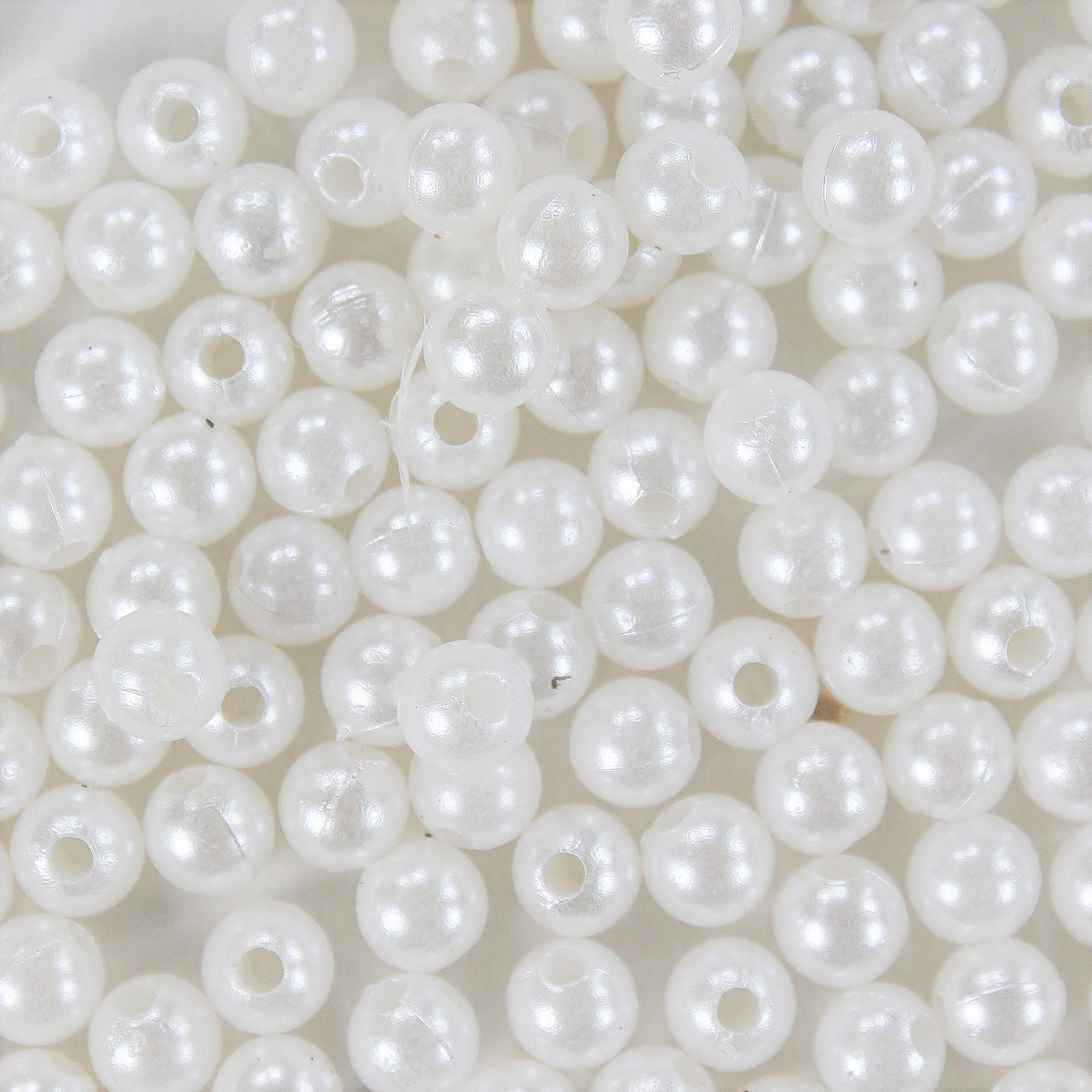 Pearl Beads Plastic 6mm White 20gm