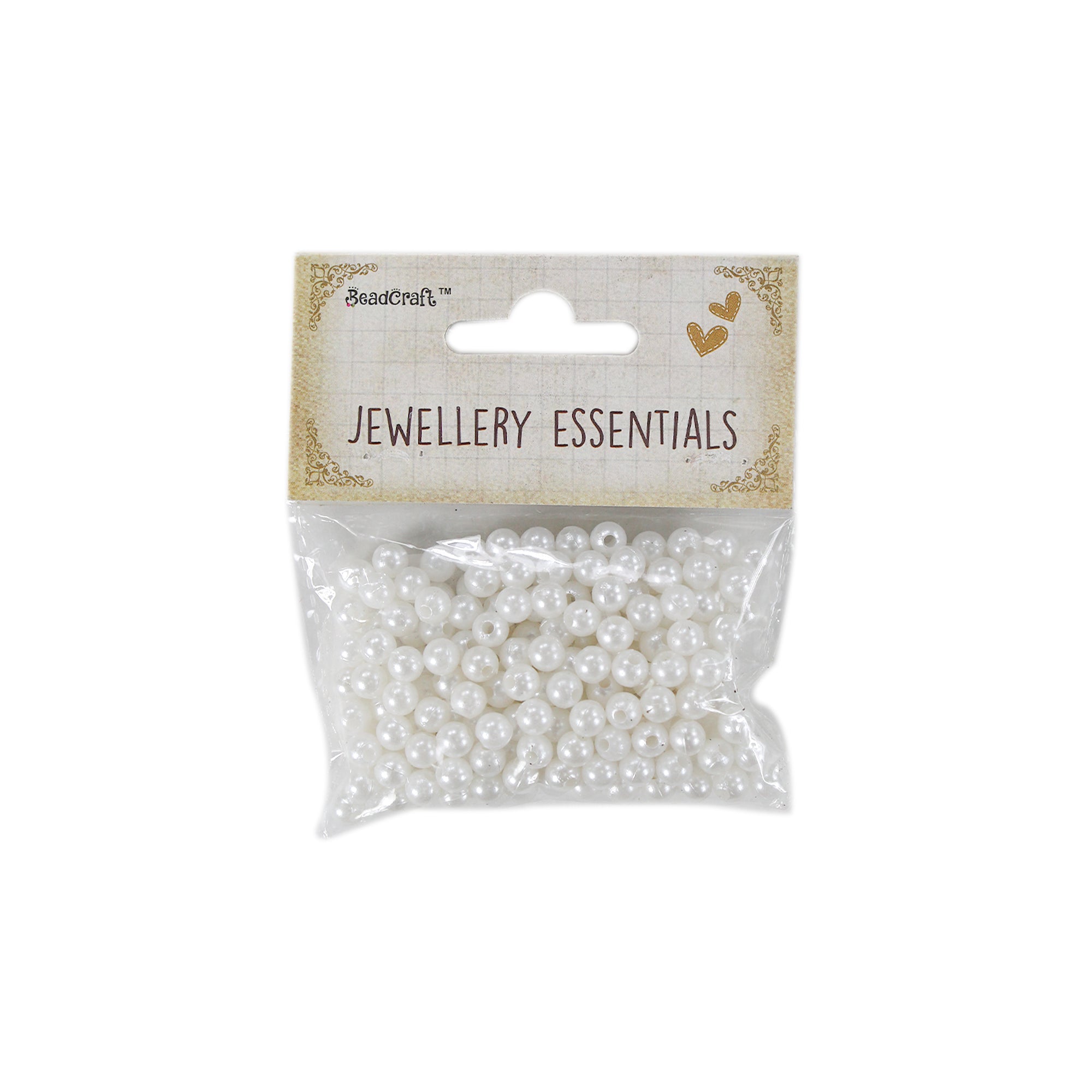 Pearl Beads Plastic 6mm White 20gm