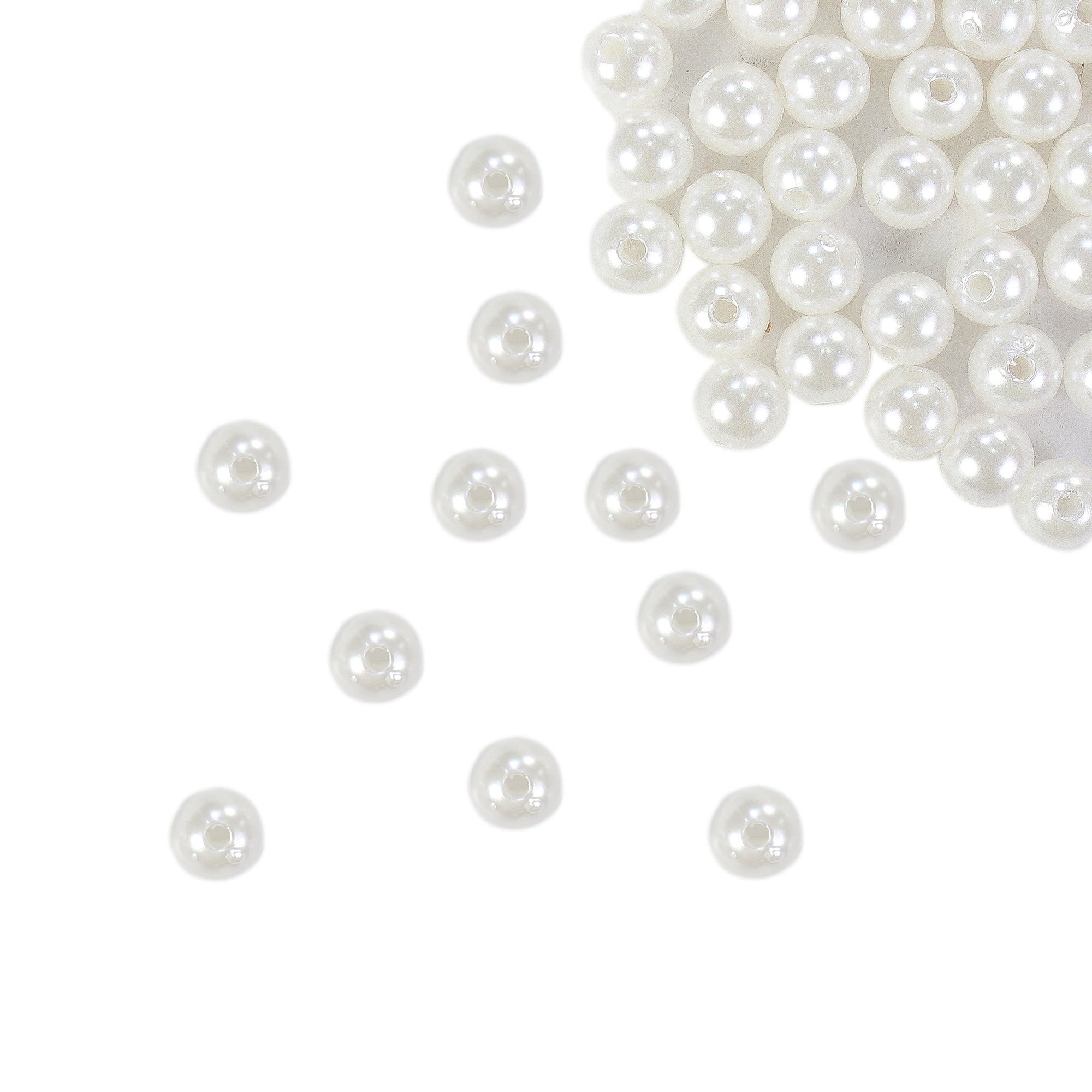 Pearl Beads Plastic 8mm White 20gm