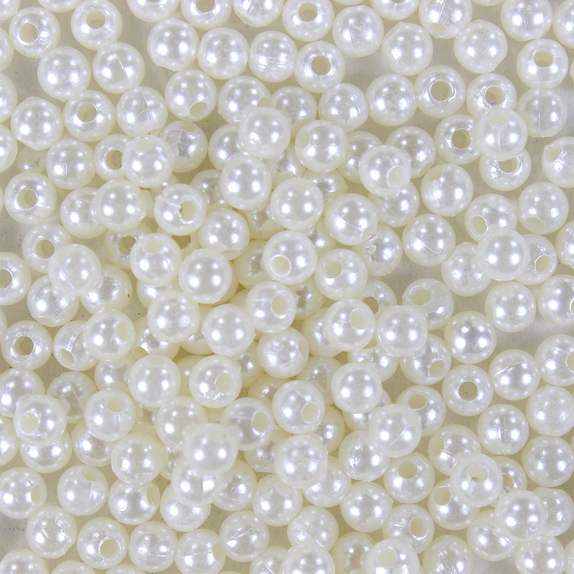 Pearl Beads Plastic 5mm Cream 20gm