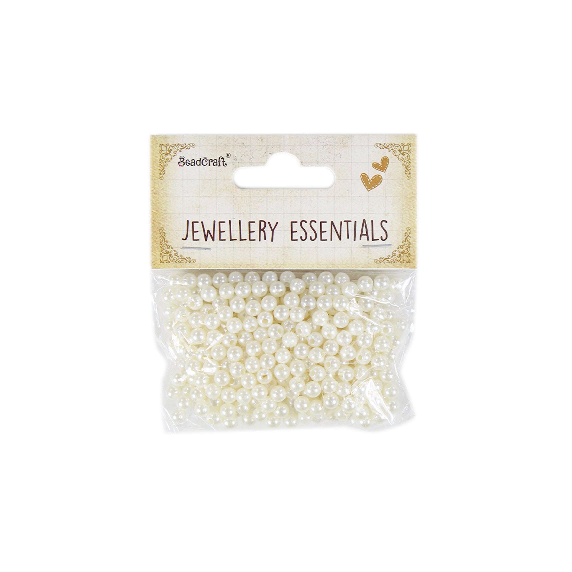 Pearl Beads Plastic 5mm Cream 20gm