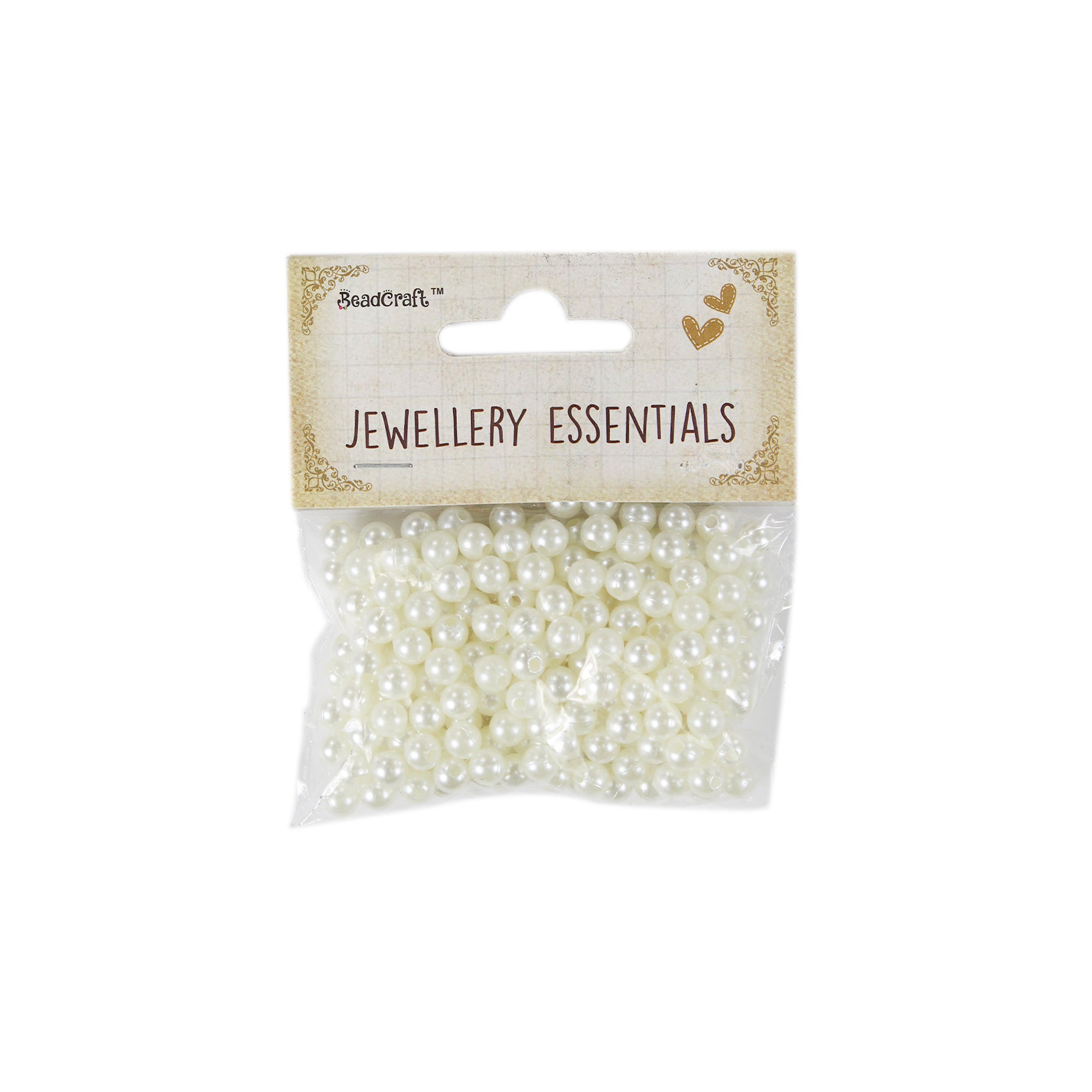 Pearl Beads Plastic 6mm Cream 20gm