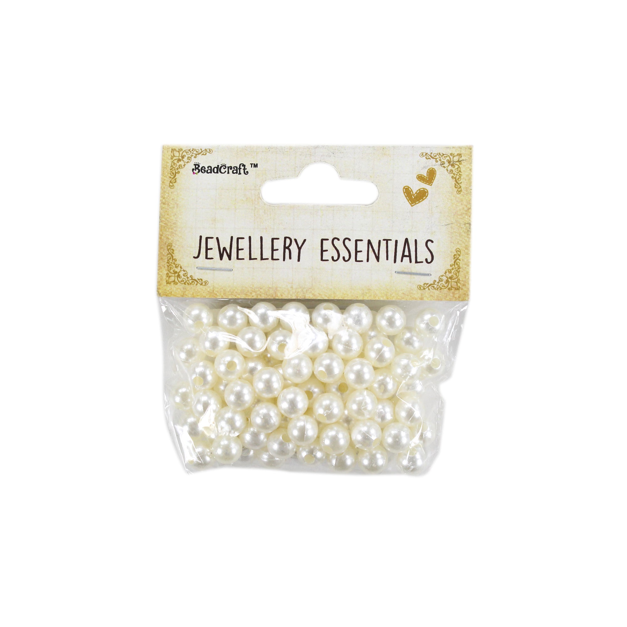 Pearl Beads Plastic 8mm Cream 20gm