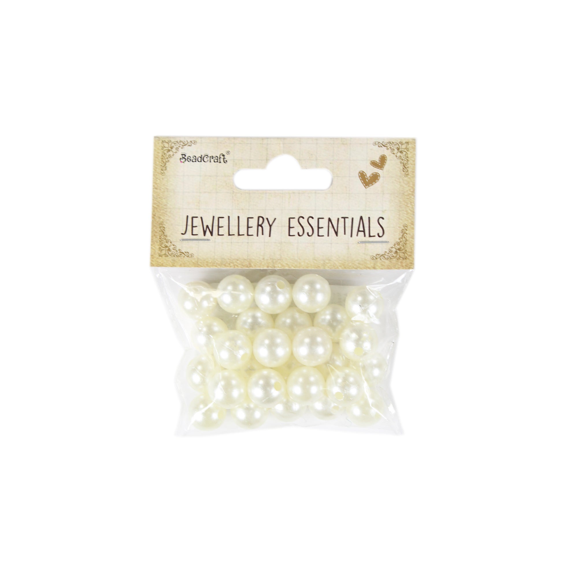 Pearl Beads Plastic 12mm Cream 20gm