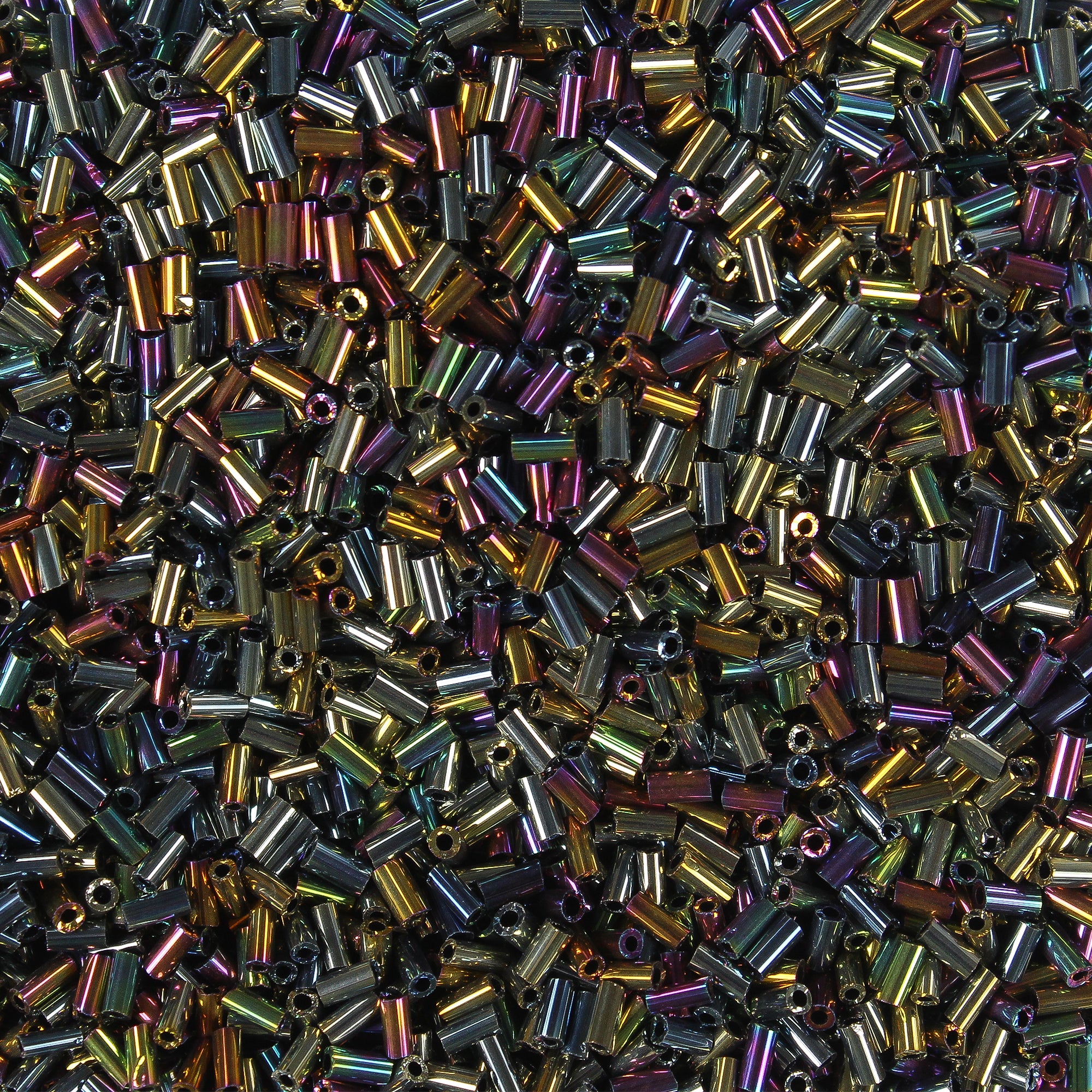 Bugle Beads Rainbow Mix 3Mm 30Gm
