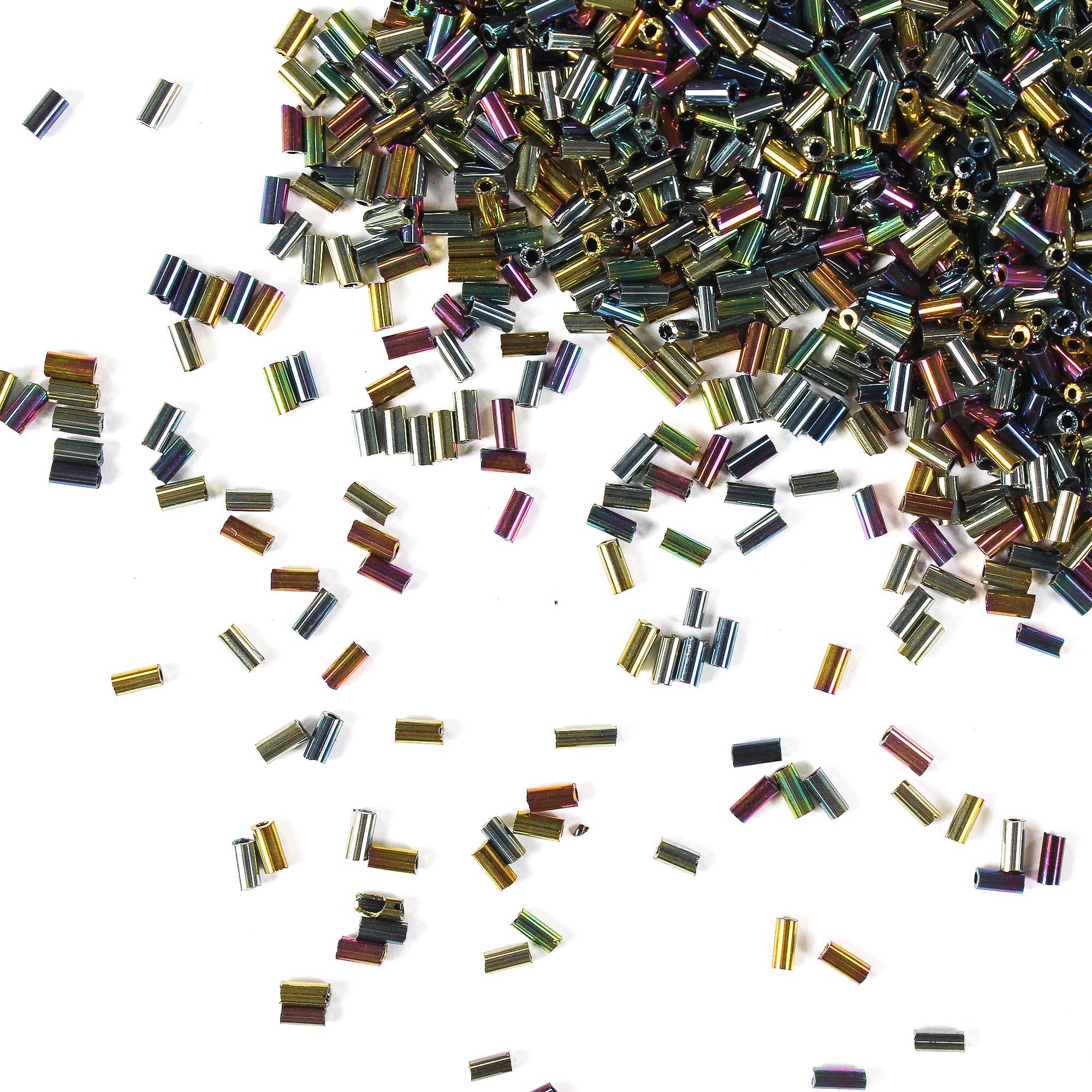 Bugle Beads Rainbow Mix 3Mm 30Gm
