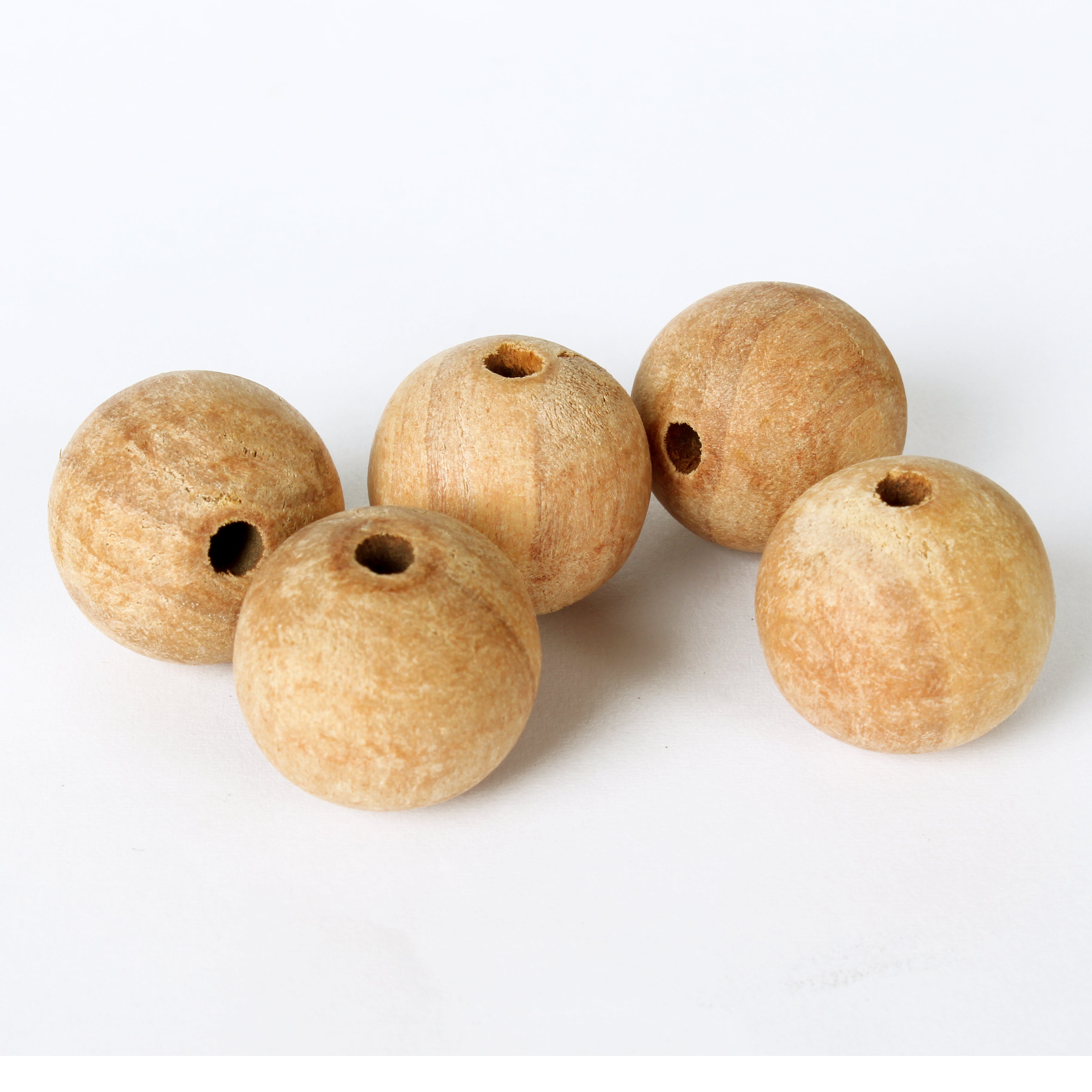 Wooden Beads 25Mm Natural 5Pcs