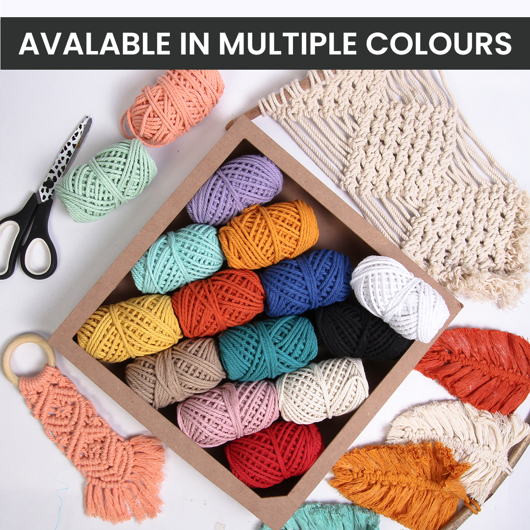 Macrame Cotton Twisted Cord - Mango Yellow 3mm 3Ply 25Mtr 1Roll