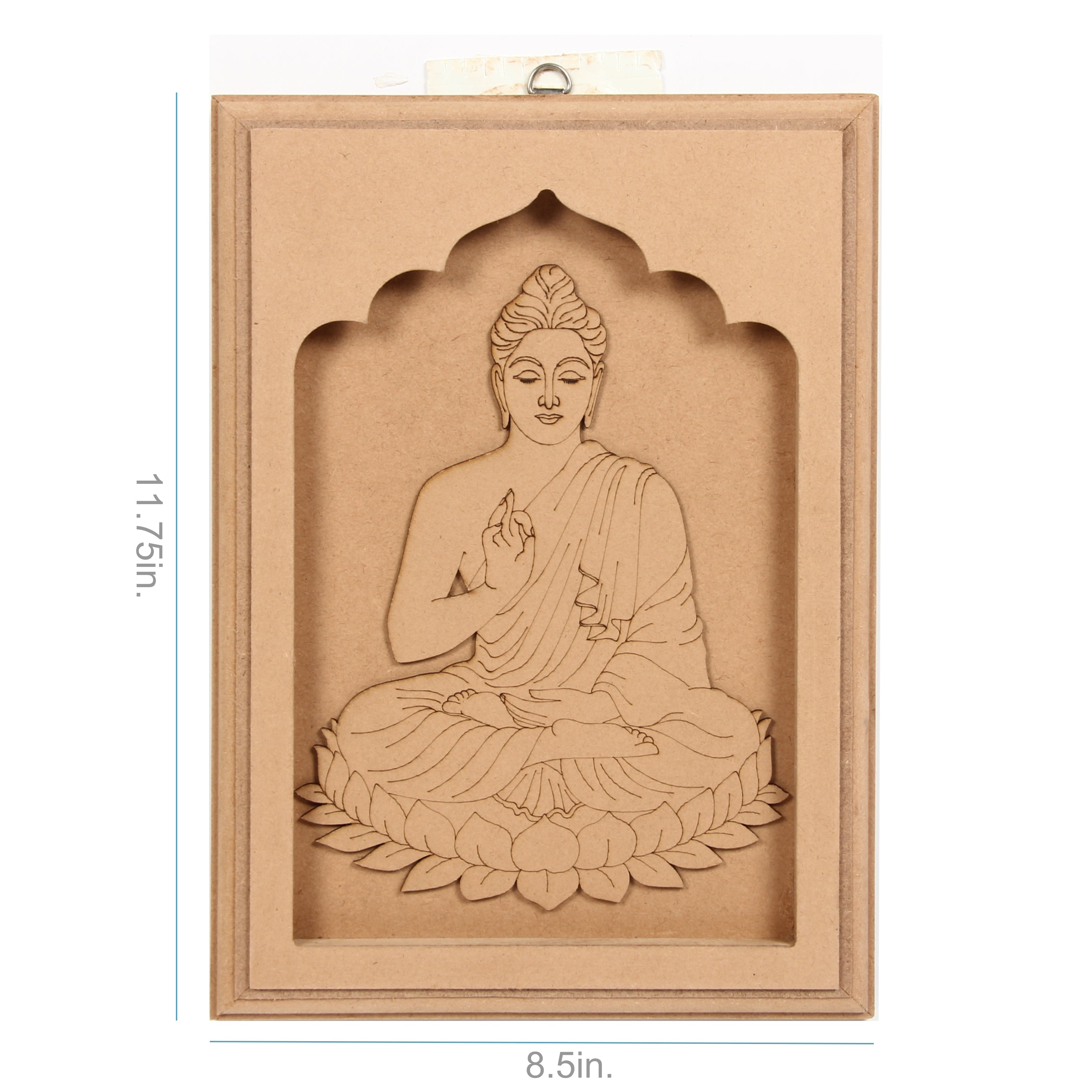 MDF Pre Marked Buddha With D Ring Hanging Hook 12 X 8.5Inch 1Pc