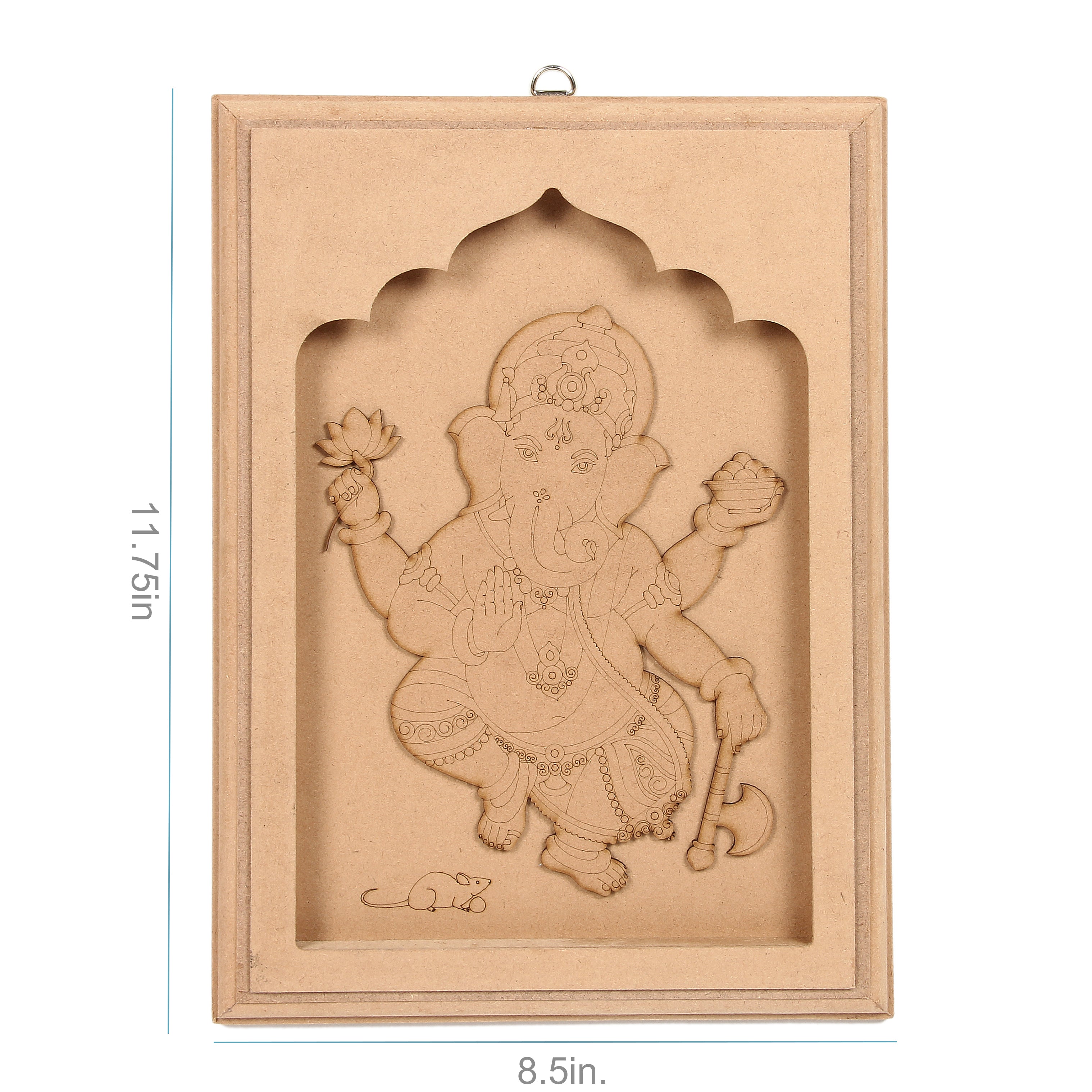 MDF Pre Marked Mesmerizing Ganesha Frame With D Ring Hanging Hook 12 X 8.5Inch 1Pc